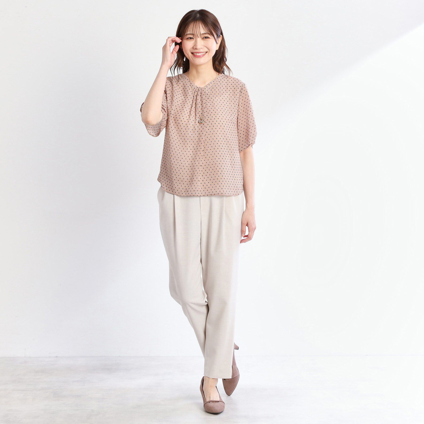 Reflect「【マシンウォッシュ可／セットアップ可】コツキ柄プリントブラウス」|シャツ・ブラウス|