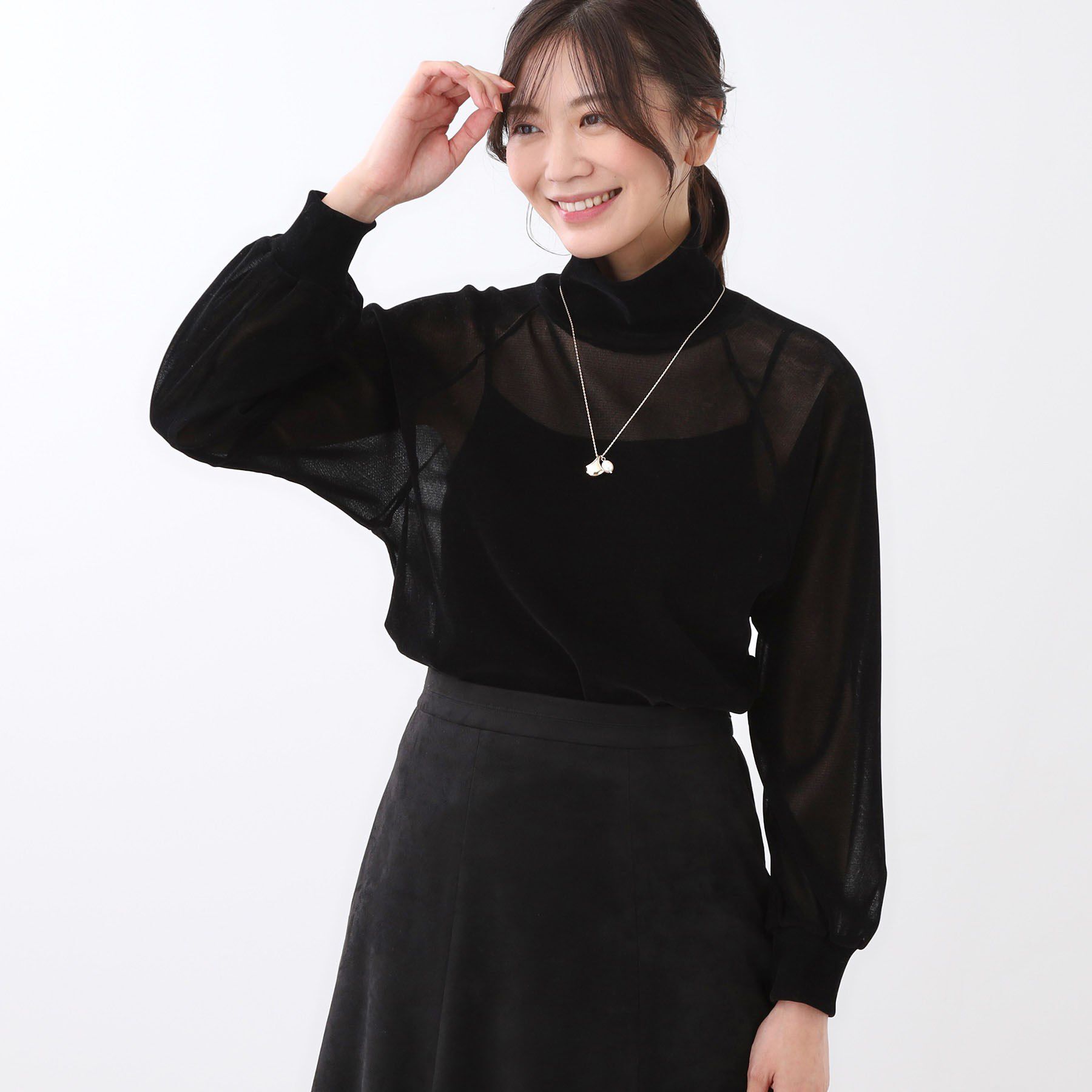 Reflect「【レイヤードスタイルのインナーに◎】タートル&times;ラグランスリーブプルオーバー」|Tシャツ・カットソー|ブラック(019)