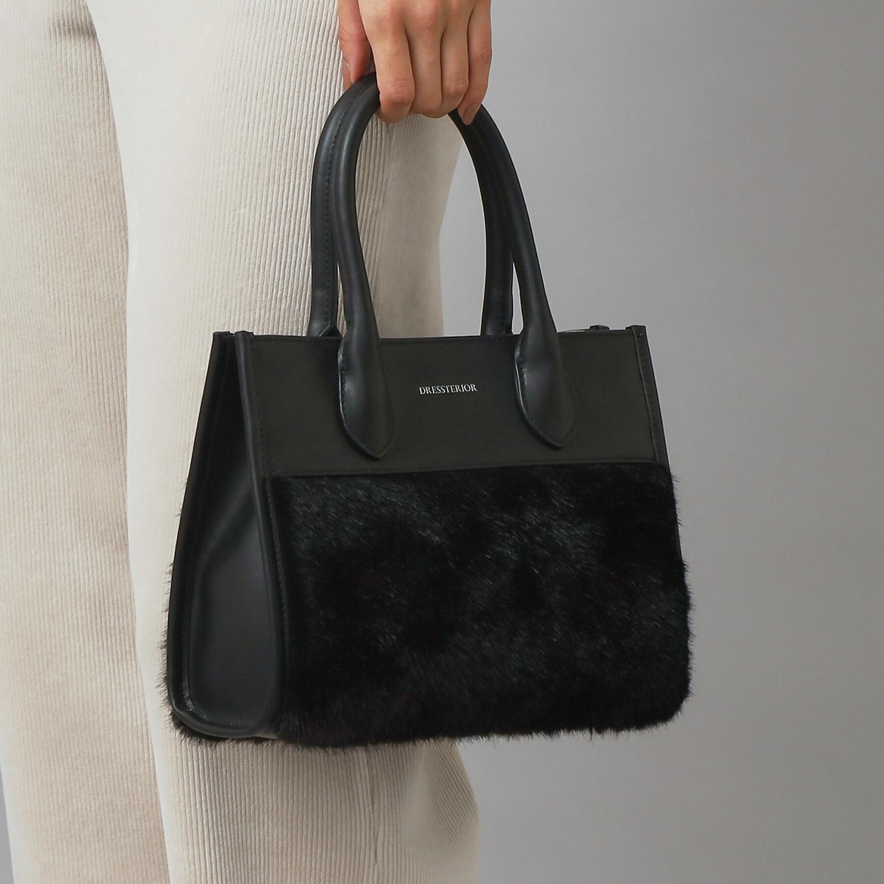 DRESSTERIOR「【CLASSY.12月号掲載】フェイクファーコンビリサイクルレザートートバッグ」|トートバッグ|