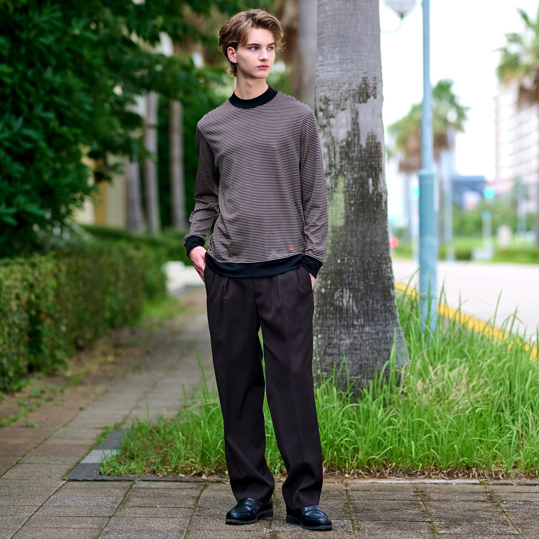 DRESSTERIOR「モックネック ボーダーカットソー」|Tシャツ・カットソー|