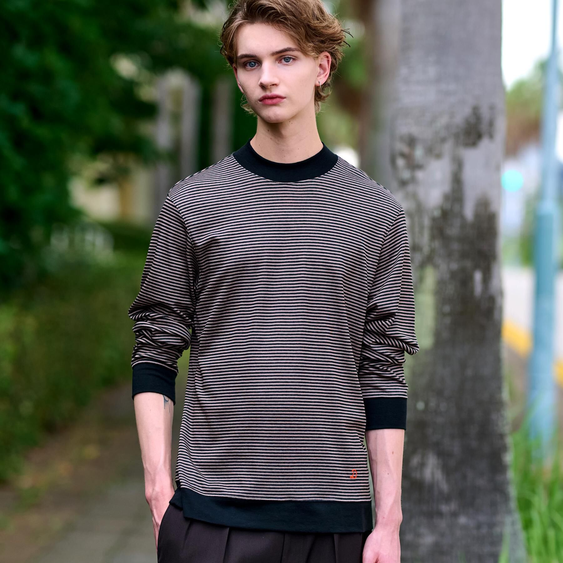 DRESSTERIOR「モックネック ボーダーカットソー」|Tシャツ・カットソー|