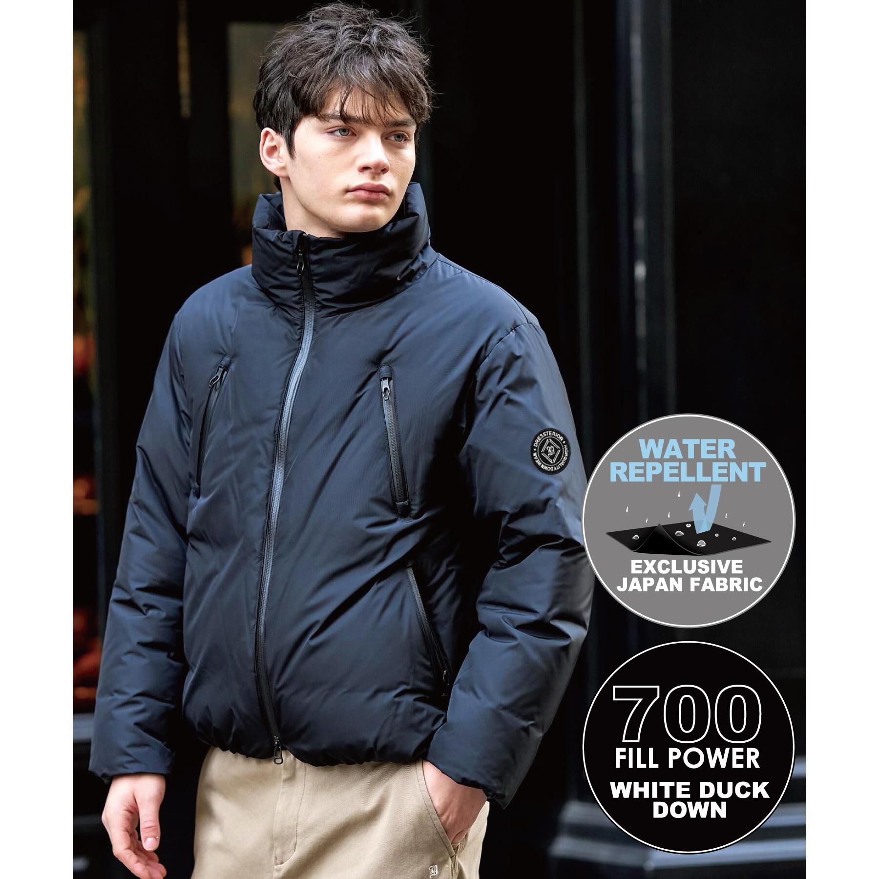 DRESSTERIOR「【700フィルパワー/高品質ダウン】ファンクショナル ハイネックダウン」|ダウン|ブラック(019)