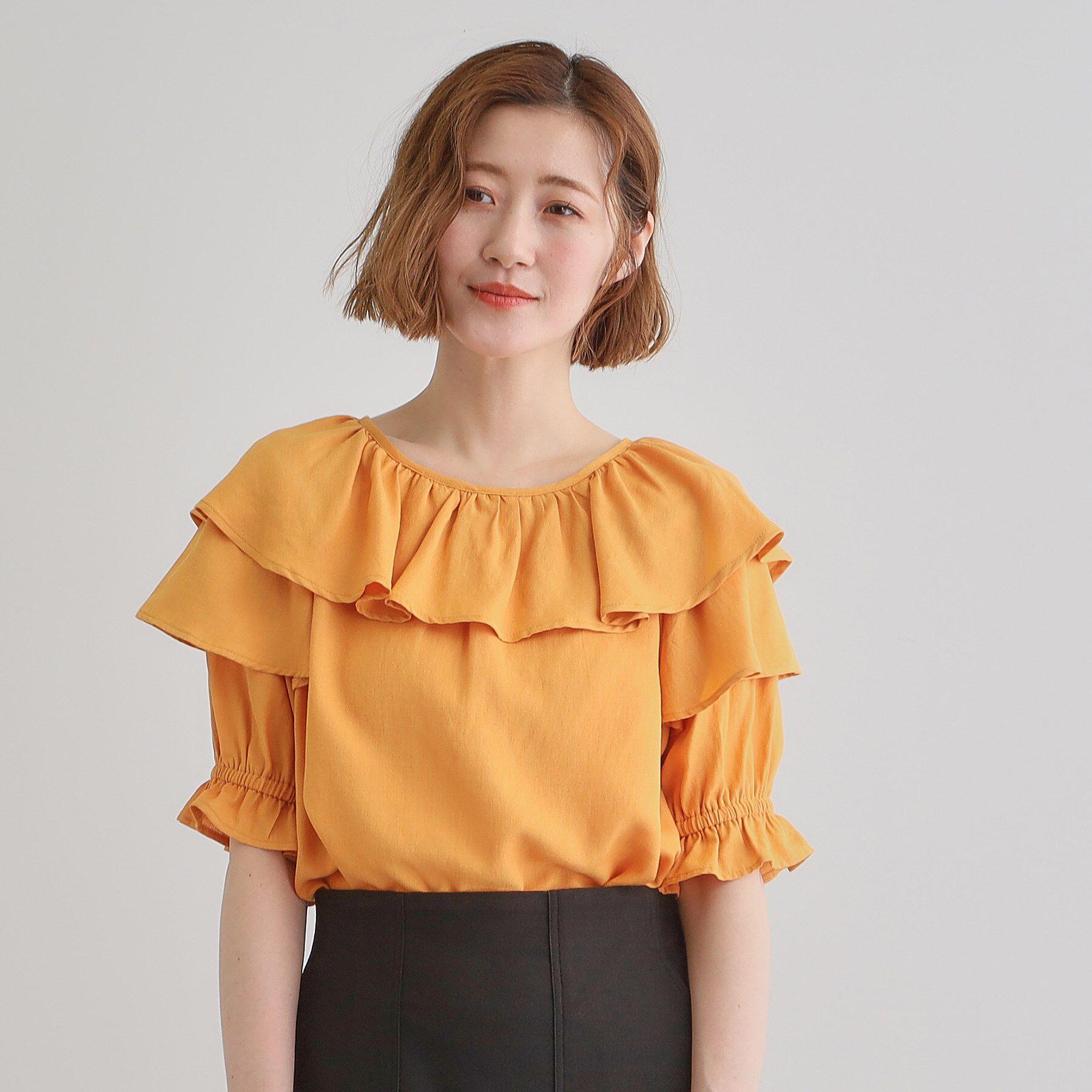 grove「麻調ダブルフリルブラウス」|シャツ・ブラウス|