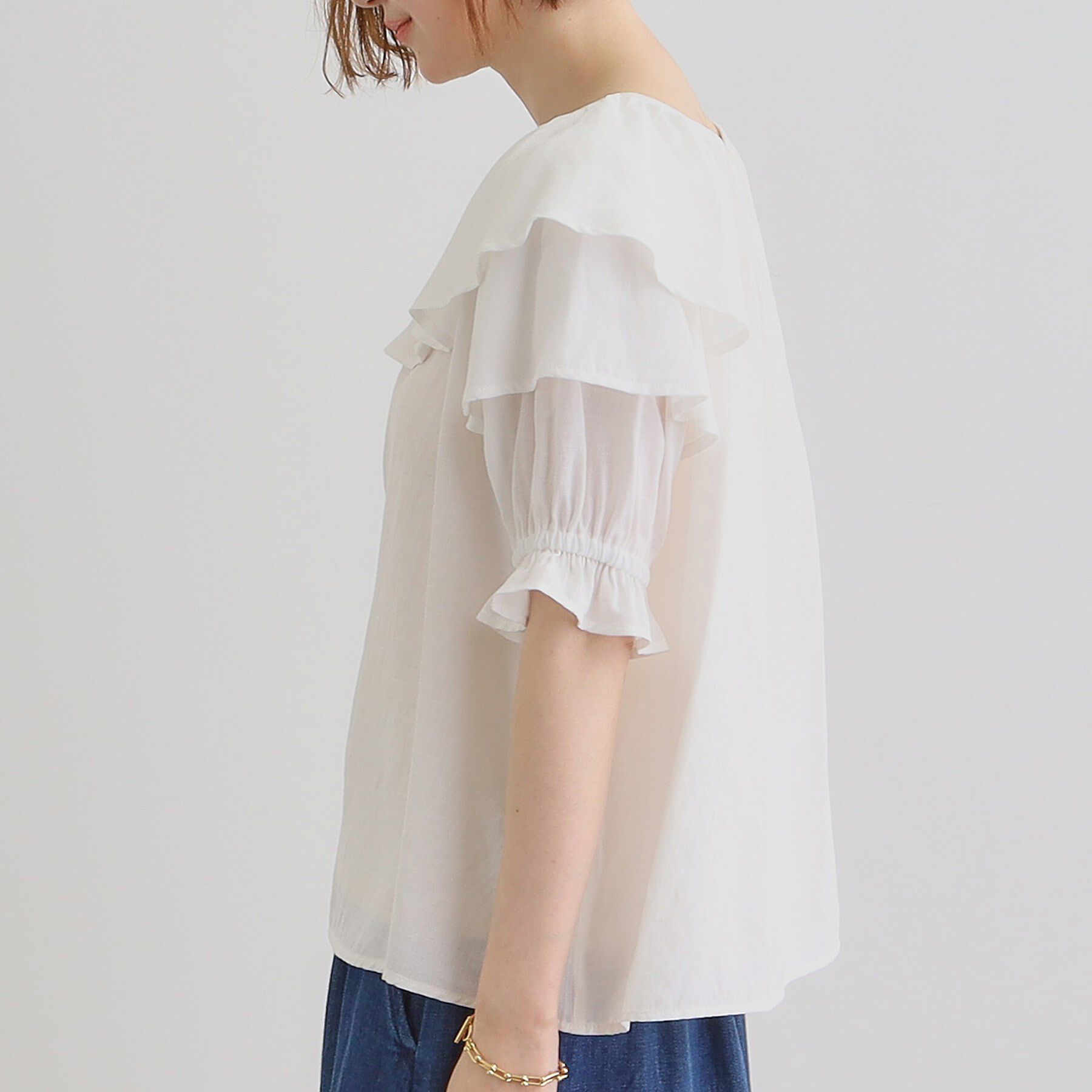 grove「麻調ダブルフリルブラウス」|シャツ・ブラウス|