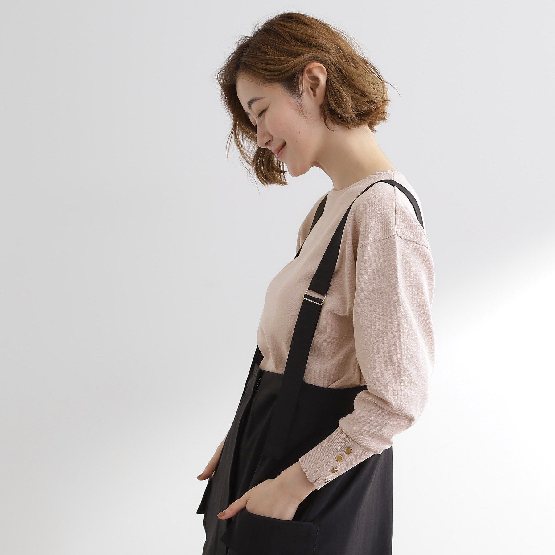 grove「ON/OFF毎日使える！袖口ボタンドロップショルダーニット」|ニット・セーター|