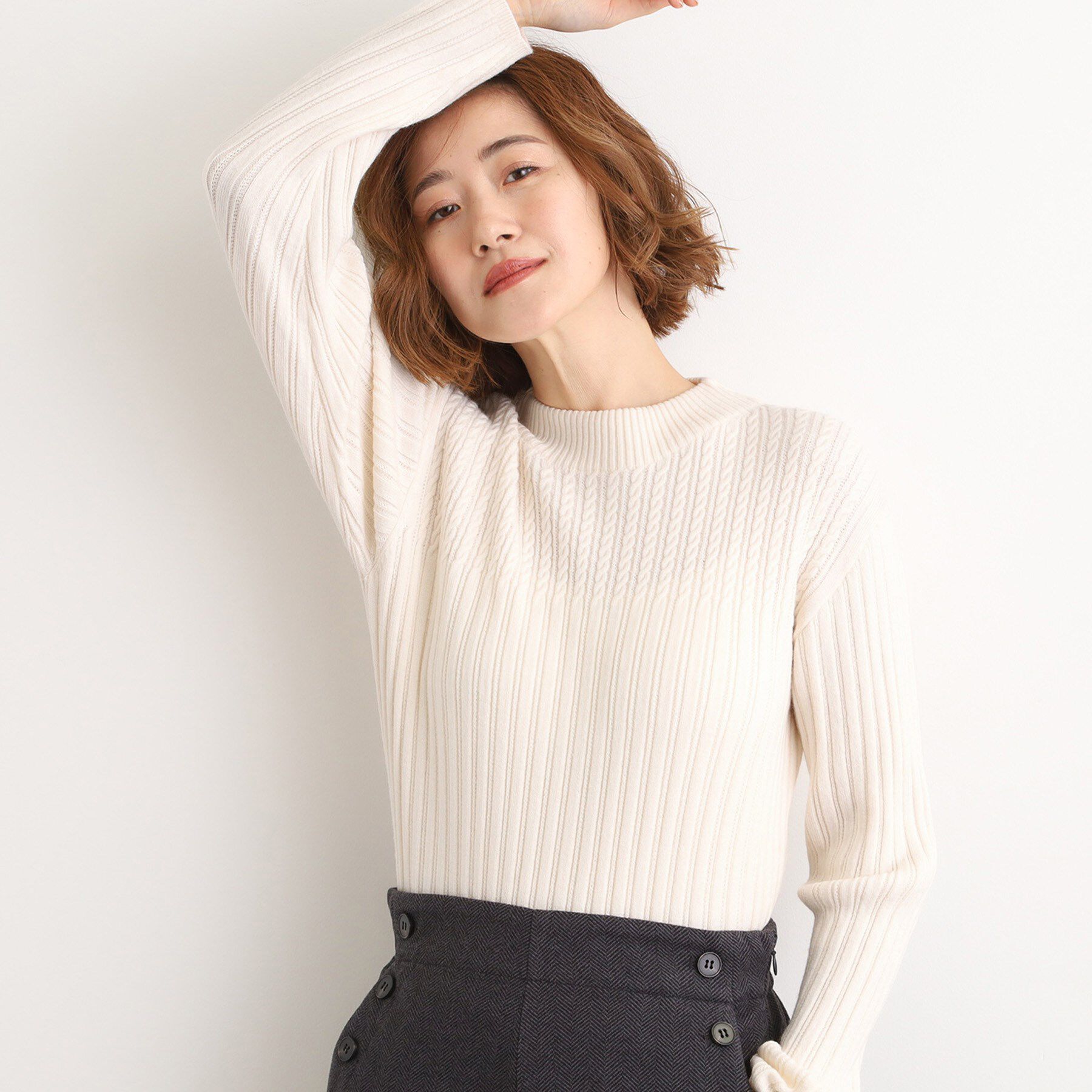 grove「【毛玉軽減／洗える】ミニケーブルニット」|ニット・セーター|