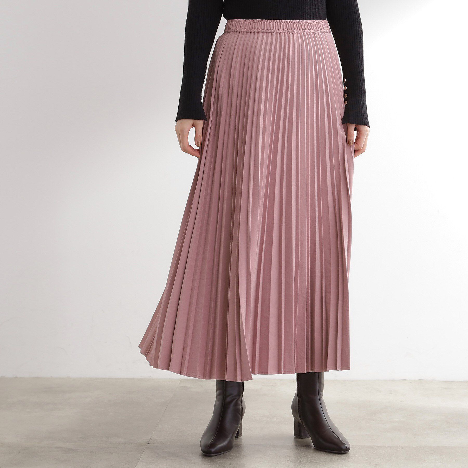 grove「すっきり見えて、やさしく揺れる。大人のスエードライクプリーツスカート」|スカート|パウダーピンク(07