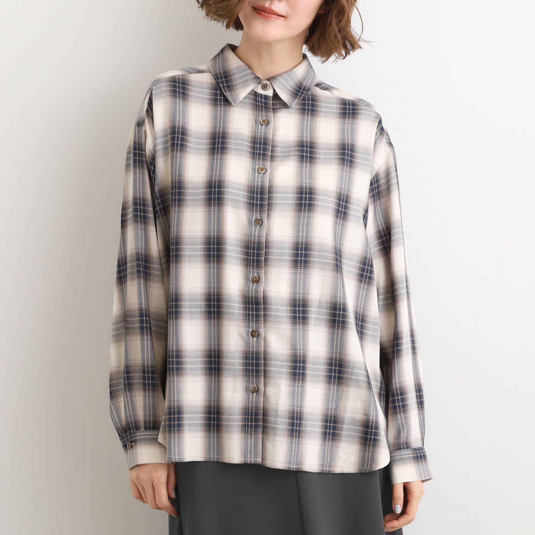 grove「今の季節にちょうどいい　オンブレーチェックシャツ」|シャツ・ブラウス|