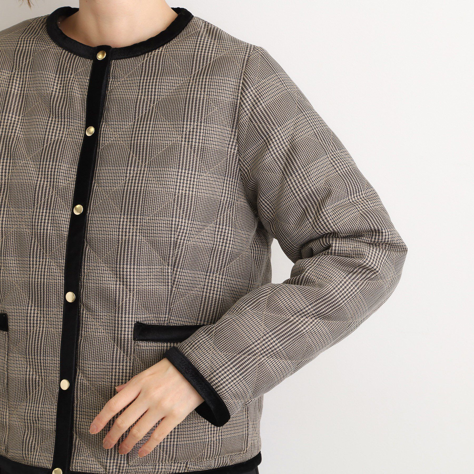 grove「【2WAY・リバーシブル】一枚でチェック柄も無地も！キルトジャケット」|ブルゾン・スタジャン|