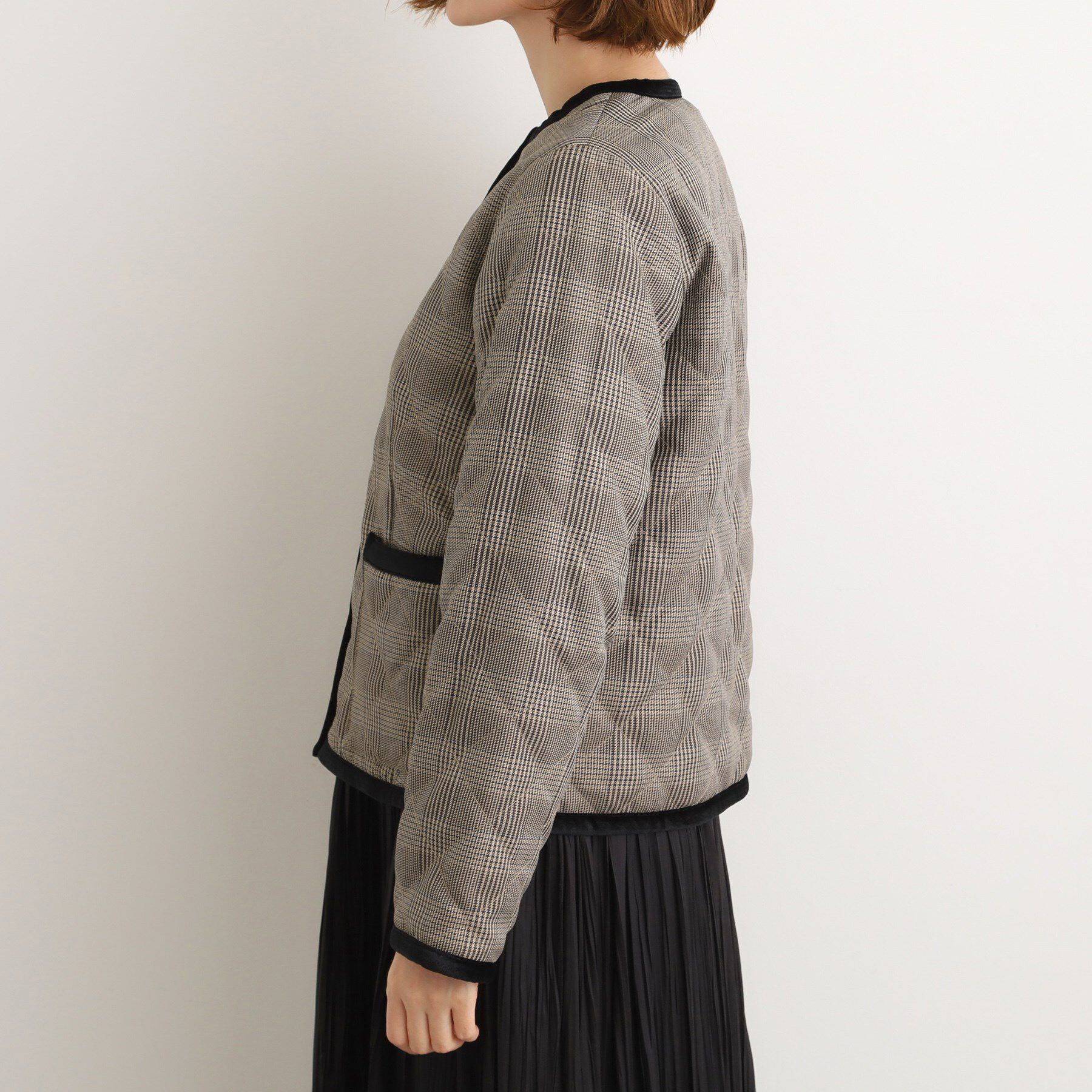 grove「【2WAY・リバーシブル】一枚でチェック柄も無地も！キルトジャケット」|ブルゾン・スタジャン|