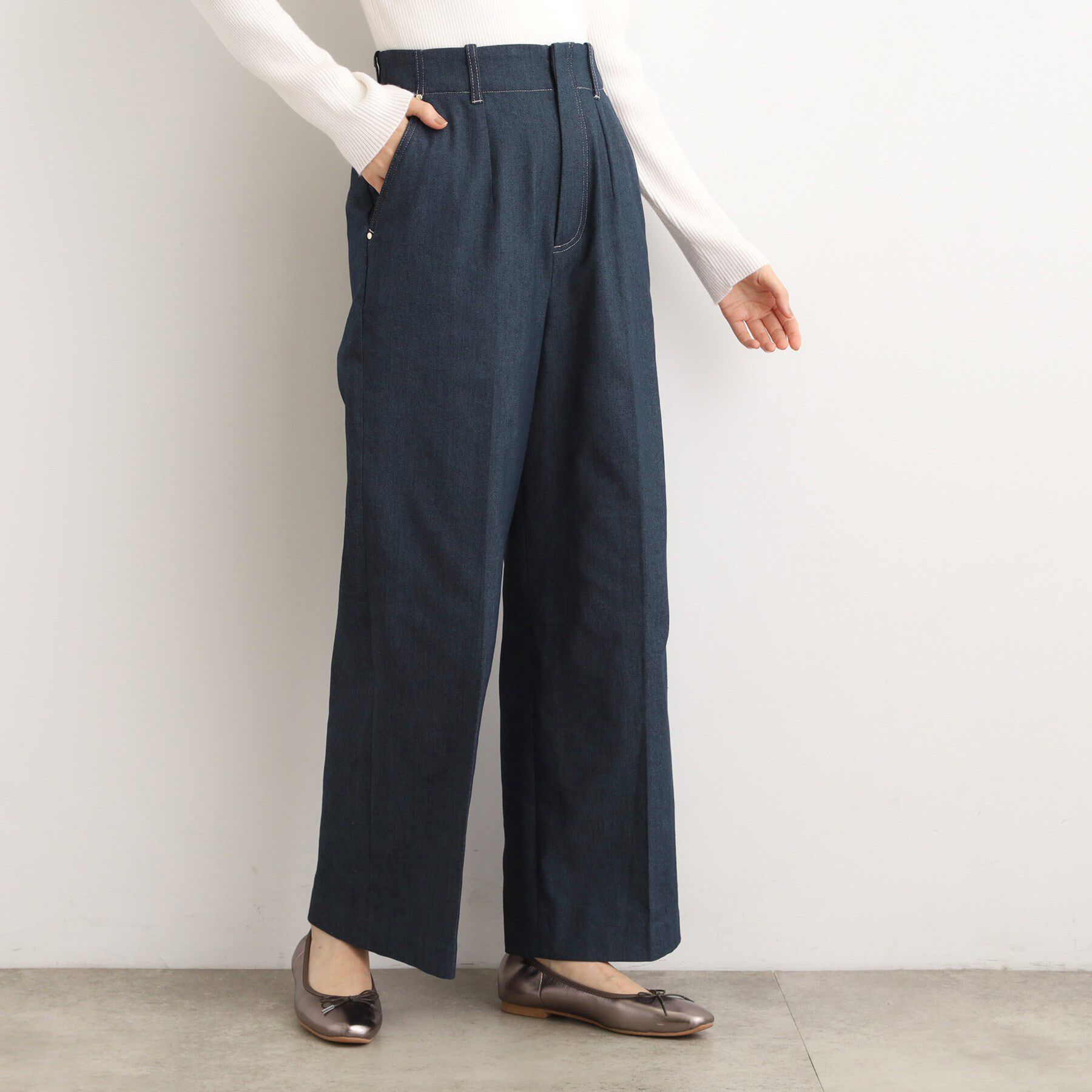 grove「【あったか裏起毛】デニムライクストレートワイドパンツ」|その他|