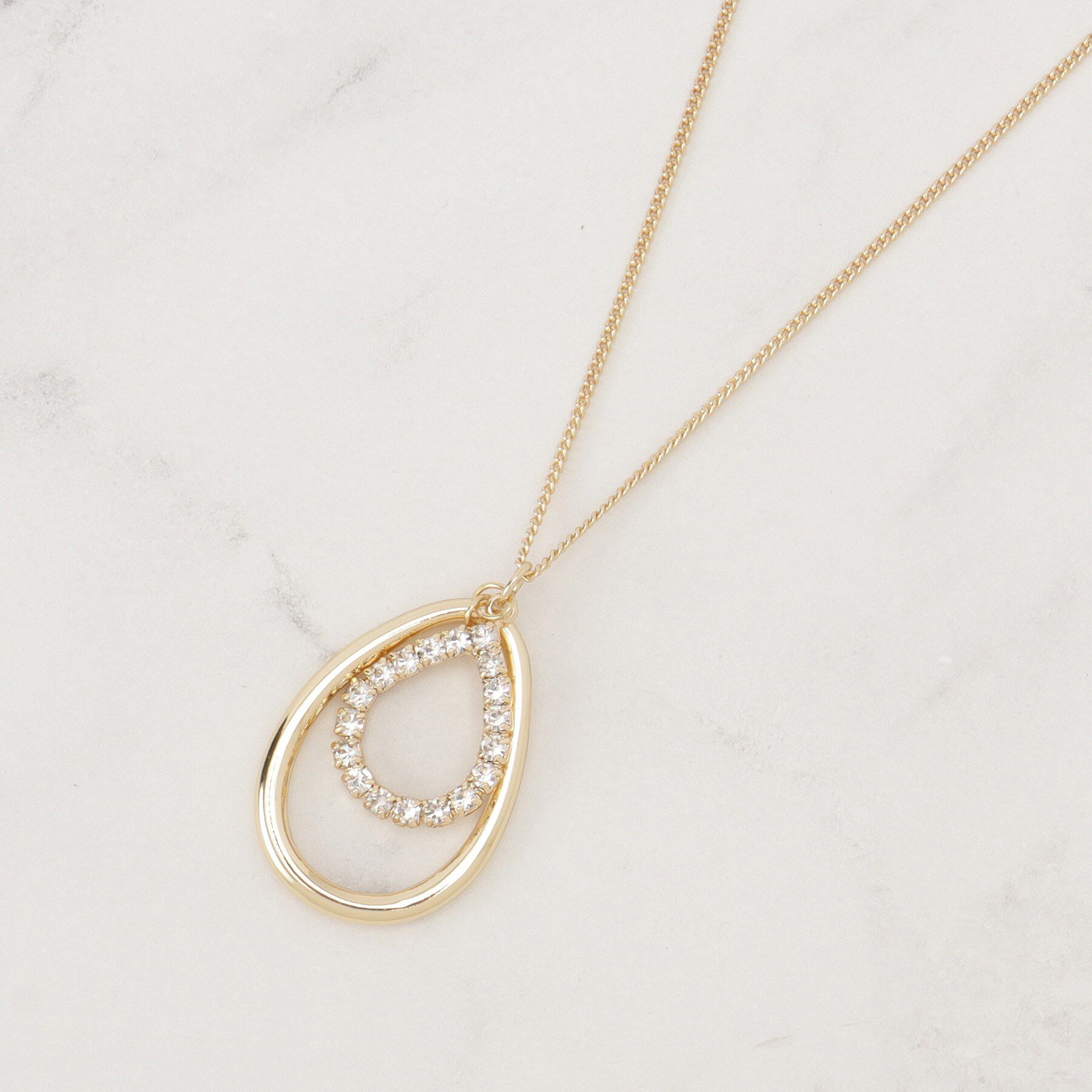 grove「しずくメタルビジューリングネックレス」|ネックレス|ゴールド(007)