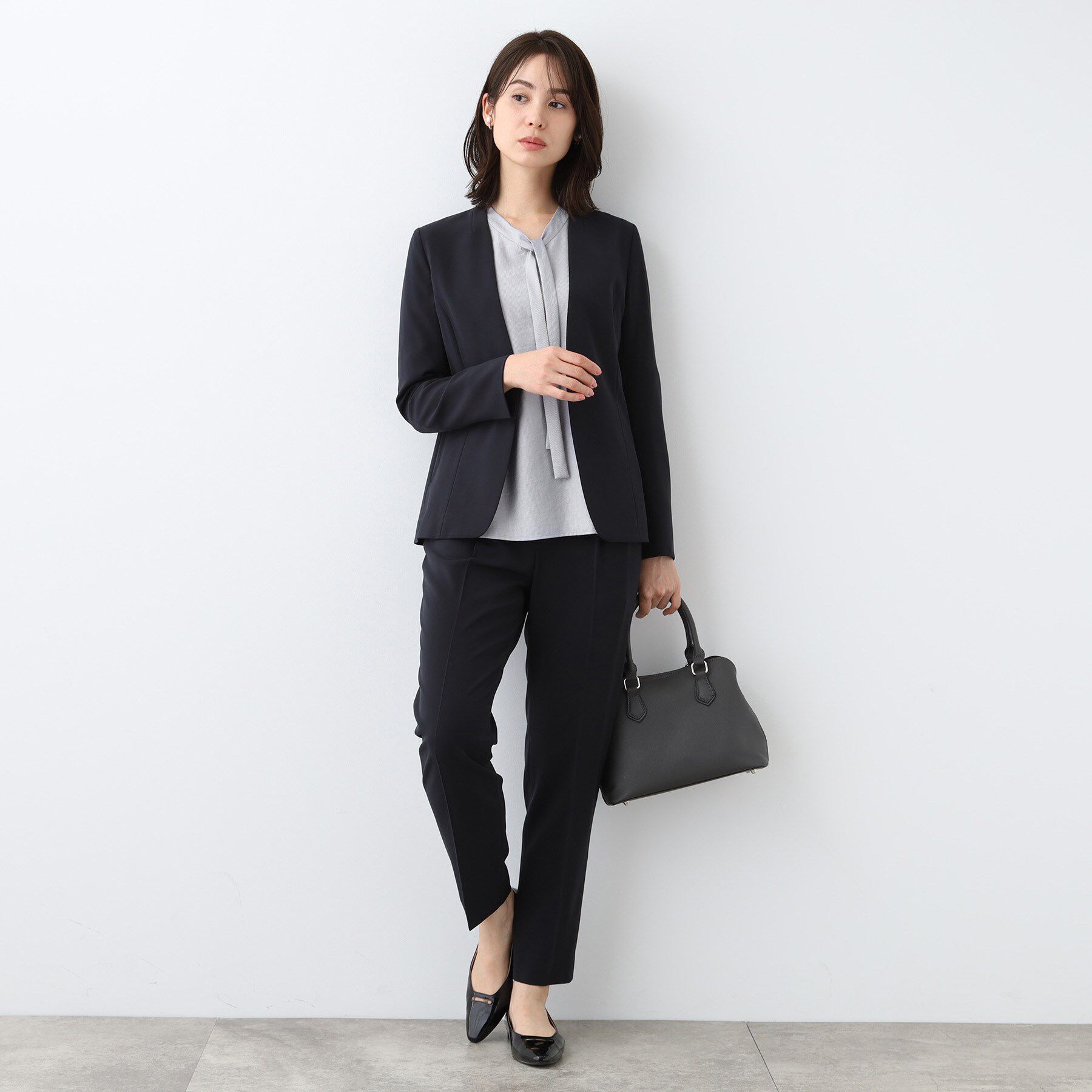 INDIVI「【洗える】ストライプドビー ボウタイブラウス」|シャツ・ブラウス|