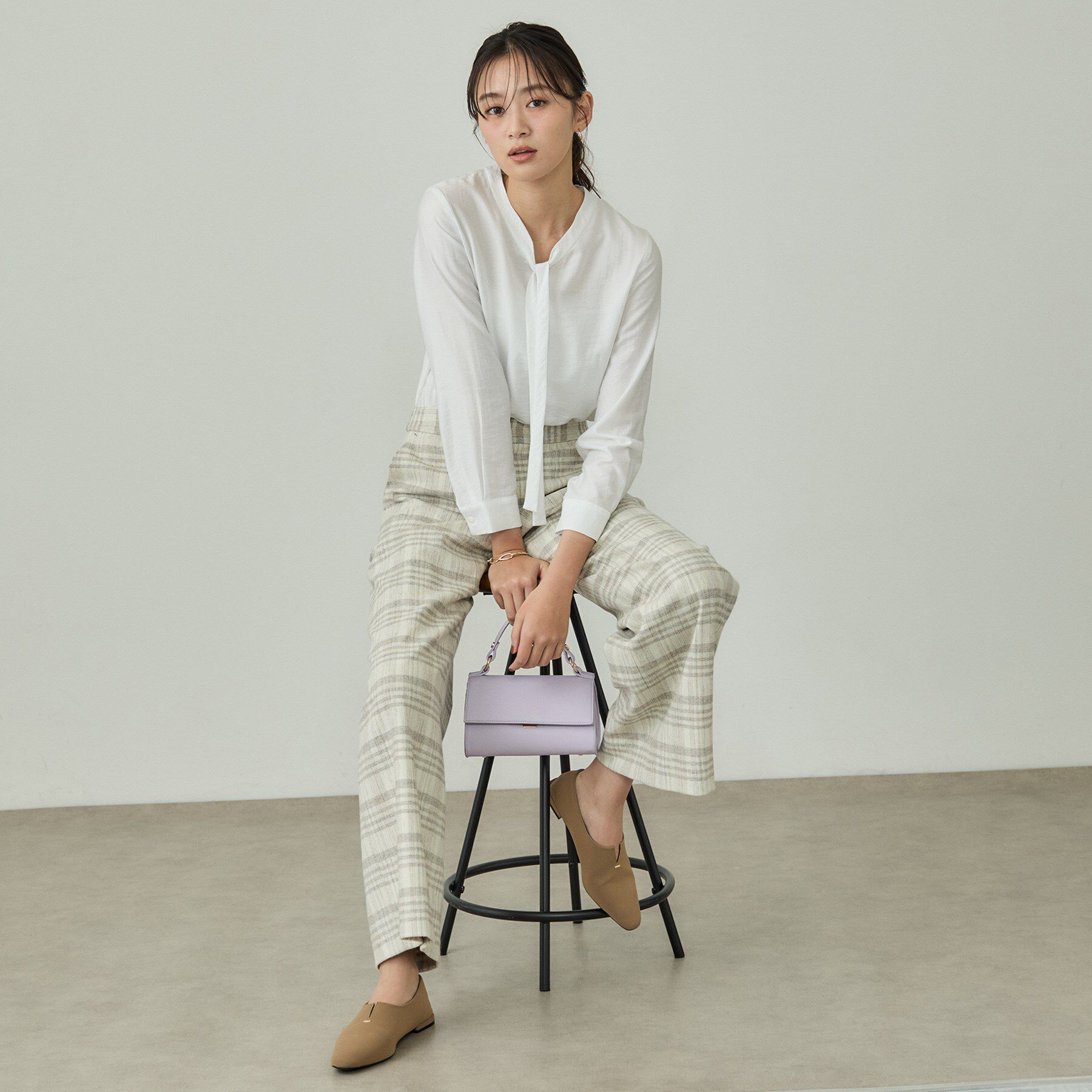 INDIVI「【洗える】ストライプドビー ボウタイブラウス」|シャツ・ブラウス|