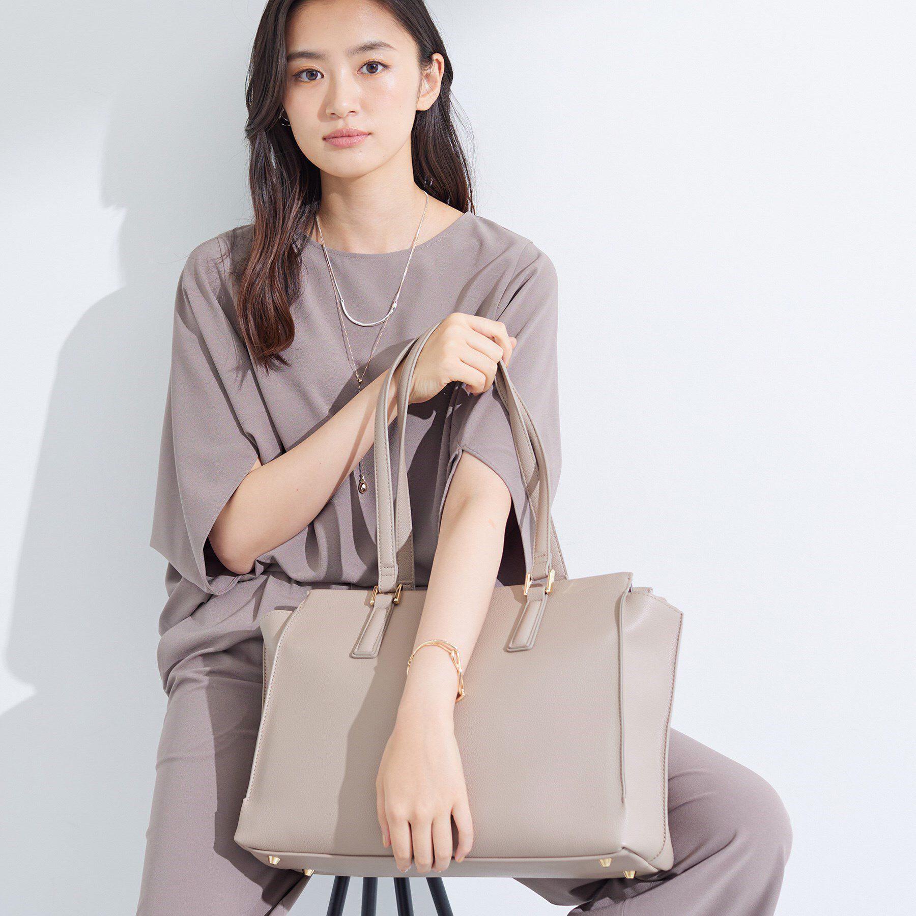 INDIVI「【収納力◎／A4サイズ対応】シゴデキバッグ」|トートバッグ|ピンクベージュ(05