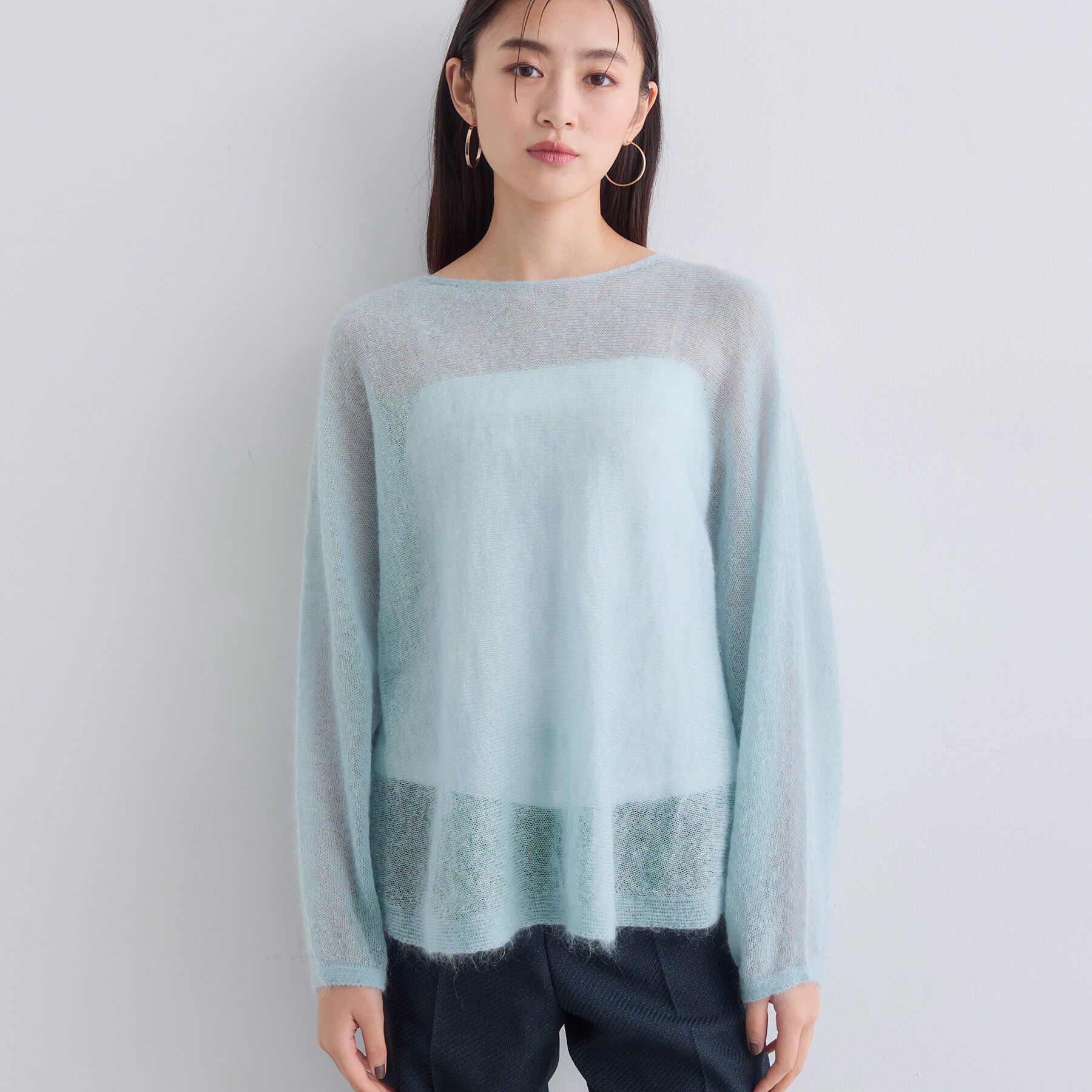 INDIVI「【キッドモヘヤ素材】ラウンドヘムニット」|ニット・セーター|