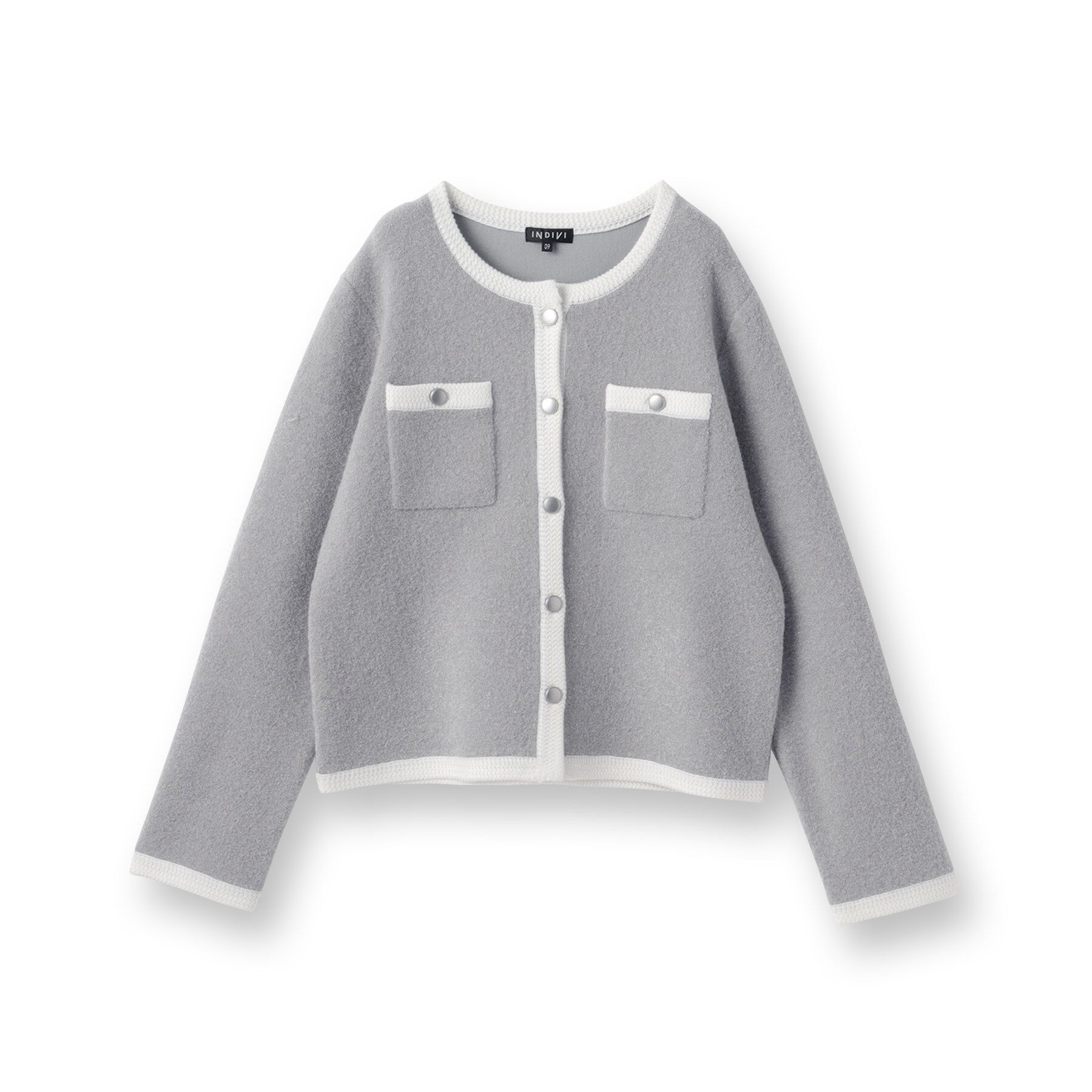 INDIVI「【ミニブークレ素材】ジャケットライクカーディガン」|カーディガン|
