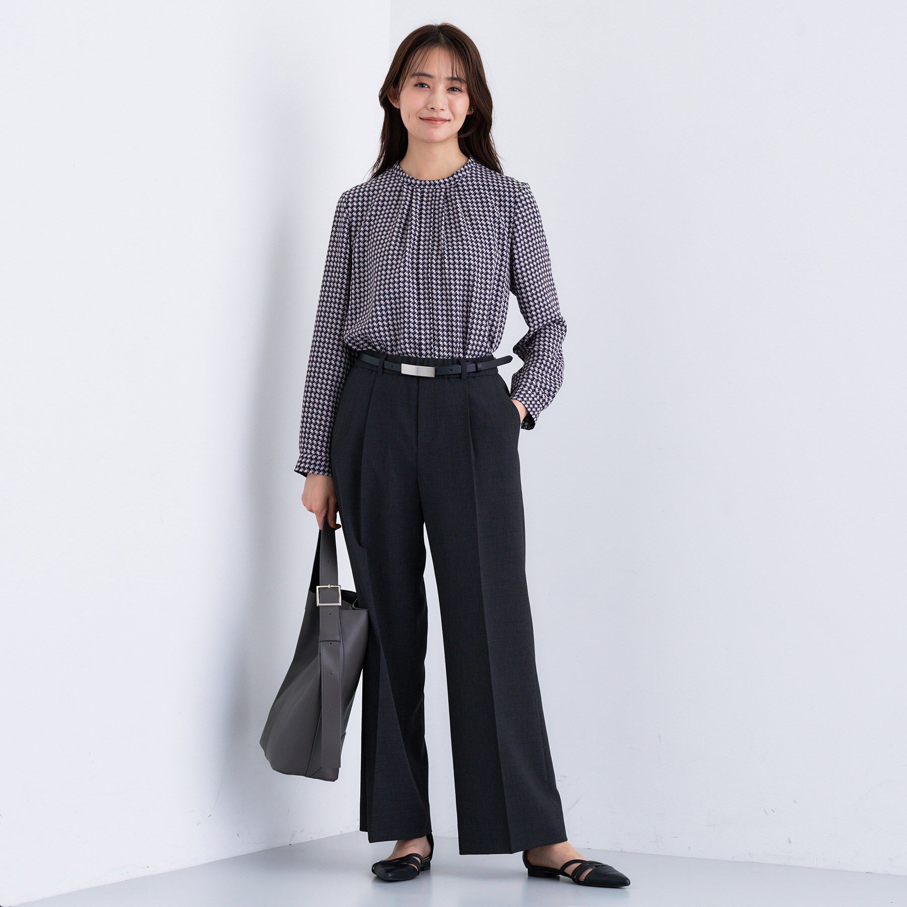 INDIVI「【通勤／オフィス】タックジョーゼットブラウス」|シャツ・ブラウス|