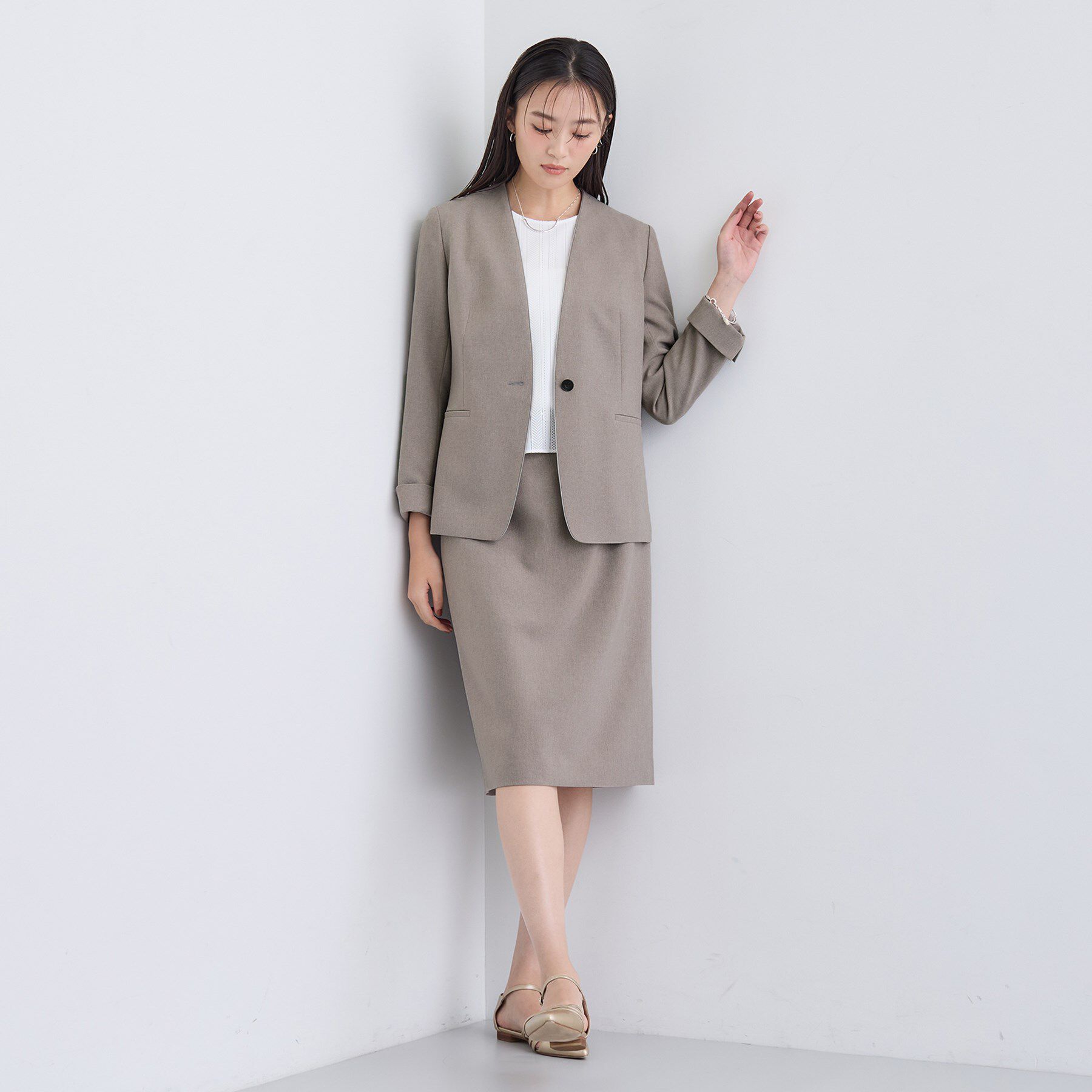 INDIVI「【洗える／通勤／スーツ】メランジストレッチ タイトスカート」|スーツ|