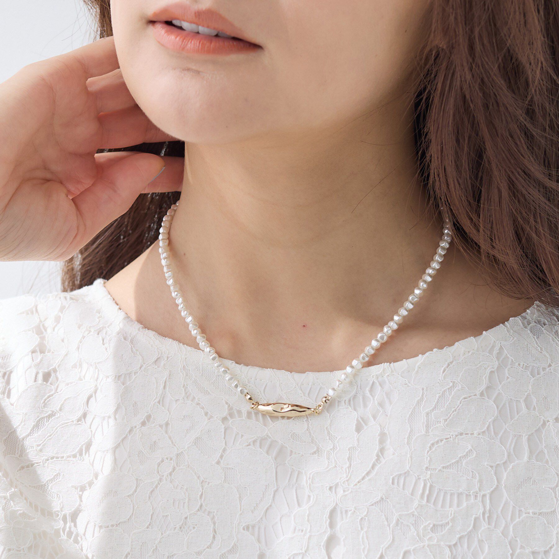 INDIVI「ランダムパール調ネックレス」|ネックレス|ゴールド(007)