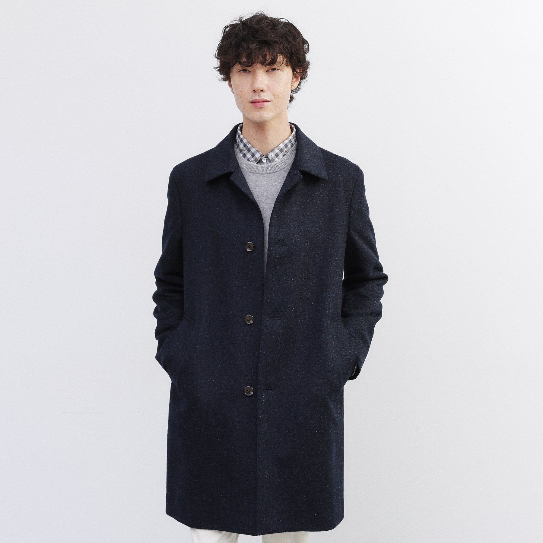 TAKEO KIKUCHI「カシミヤブレンド ビーバー調ステンカラーコート」|ステンカラーコート|