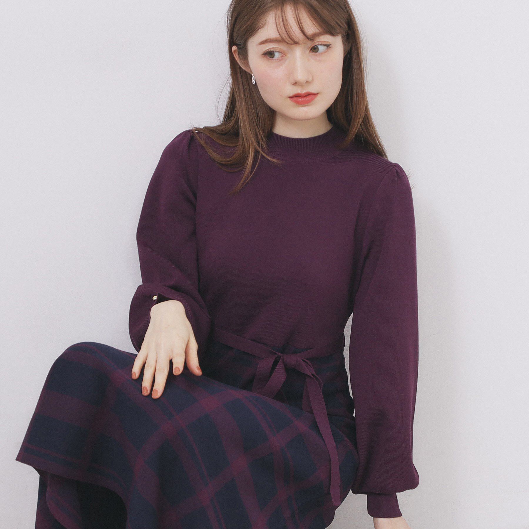 index「ハイネックニットワンピース【洗濯機OK/抗ピル】」|ワンピース|ボルドー(264)