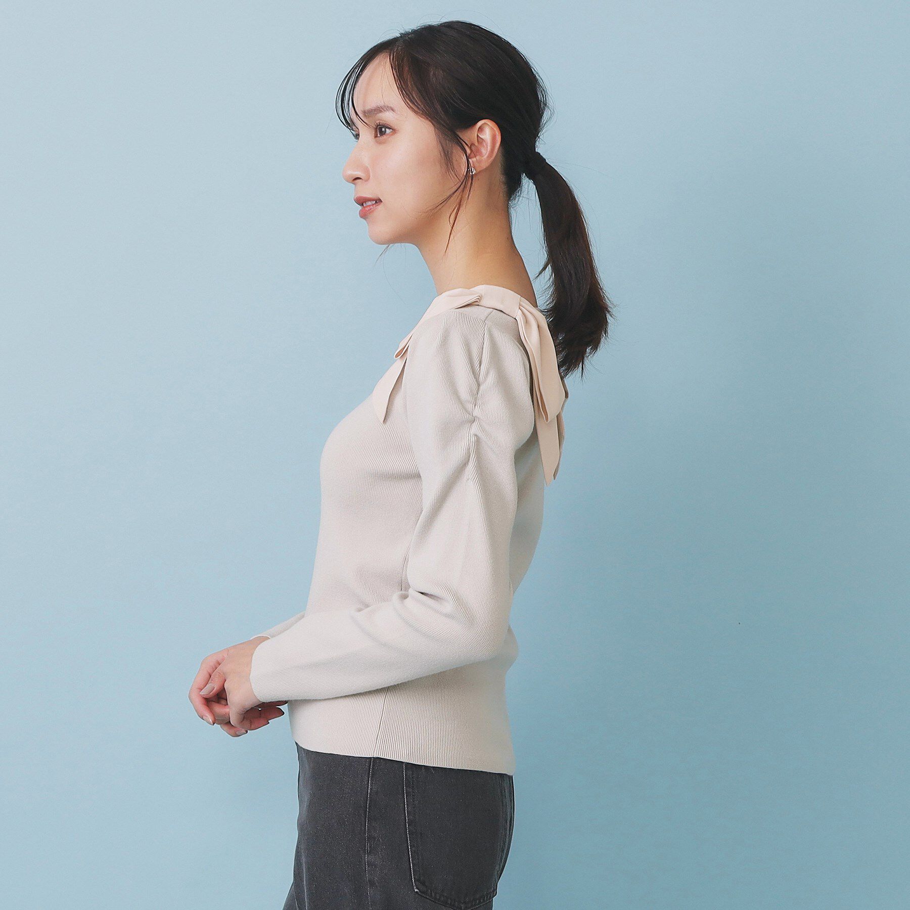 index「ショルダービッグリボンスクエアニット【洗濯機OK】」|ニット・セーター|