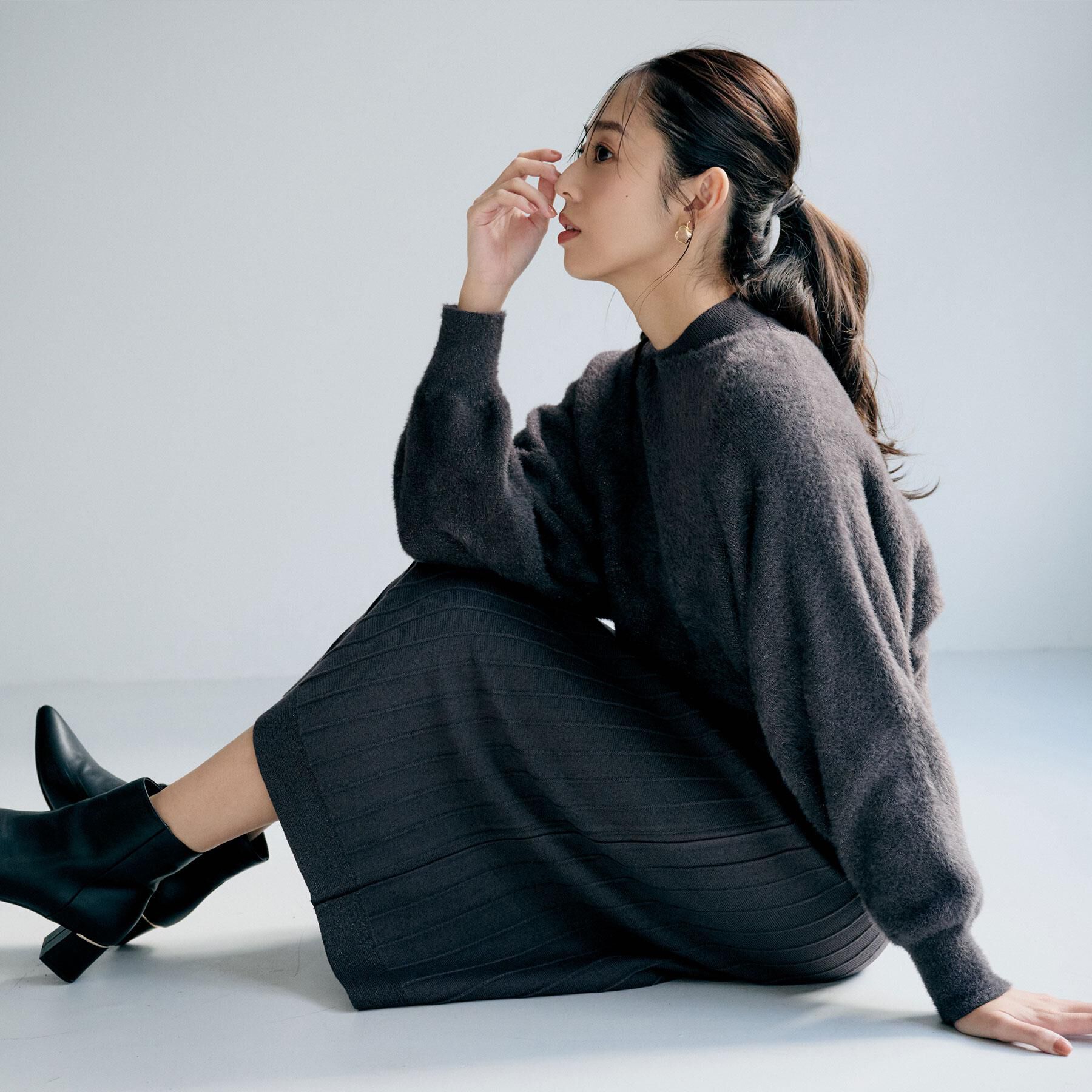 index「ラメフェザープルオーバーセット ニットワンピース【洗濯機OK】《XS～LL》」|スーツ|