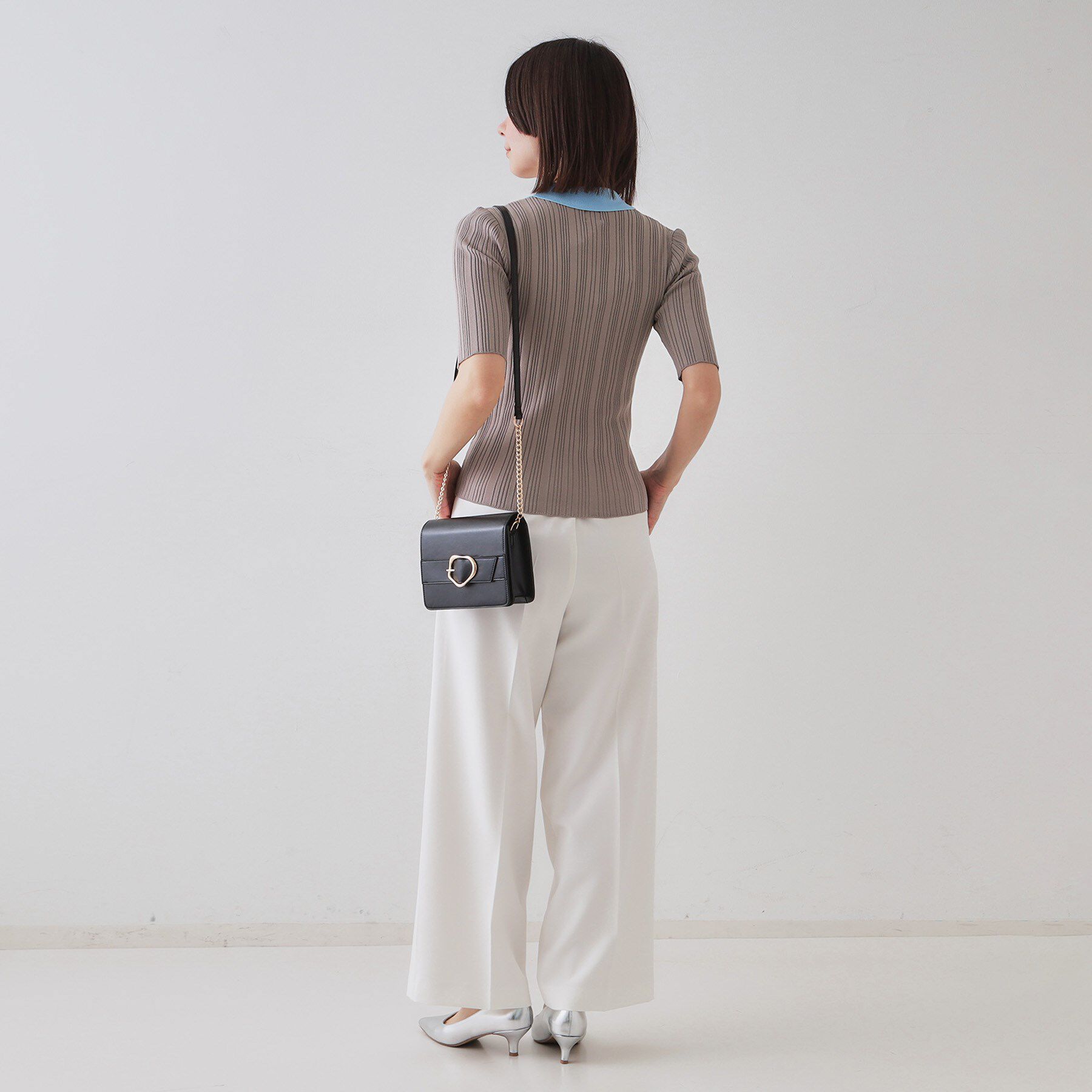 OPAQUE.CLIP「配色ポロランダムリブニット【洗濯機洗い可/抗ピル】」|ニット・セーター|