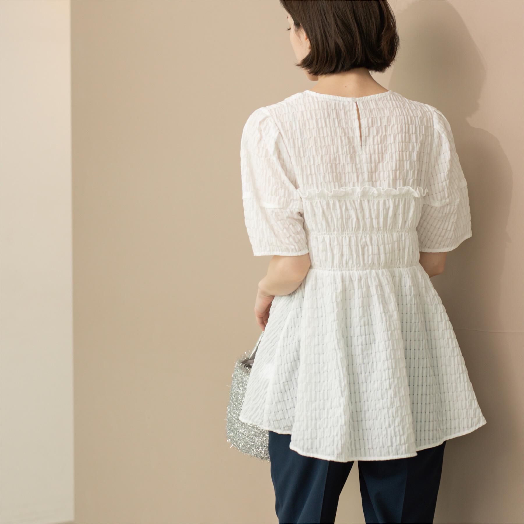 OPAQUE.CLIP「シャーリングペプラムブラウス【洗濯機洗い可】」|シャツ・ブラウス|