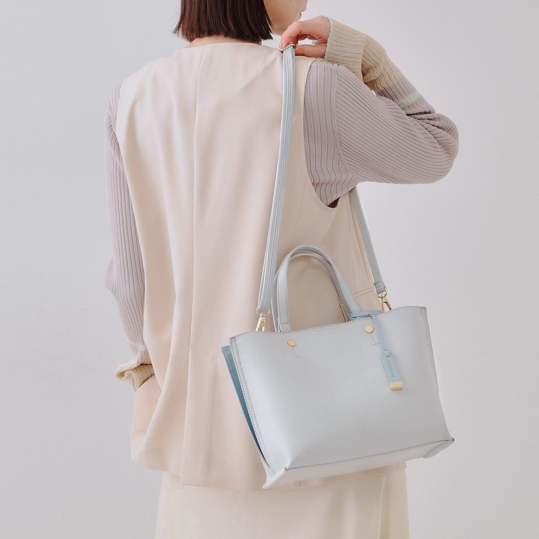 OPAQUE.CLIP「【2WAY】バイカラー3層ミドルトートバッグ」|トートバッグ|