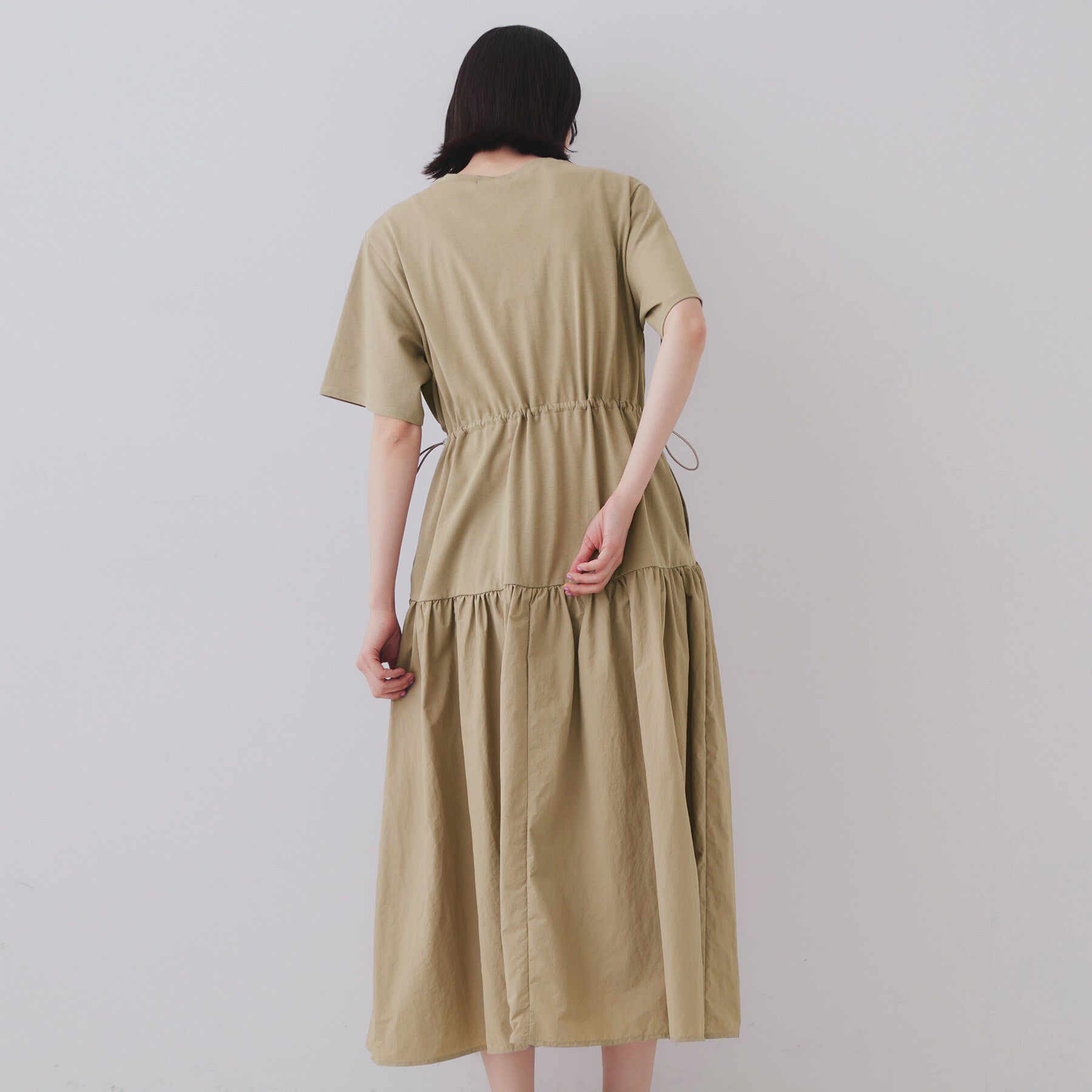 OPAQUE.CLIP「フィット＆フレアドッキングワンピース【洗濯機洗い可】」|ワンピース|