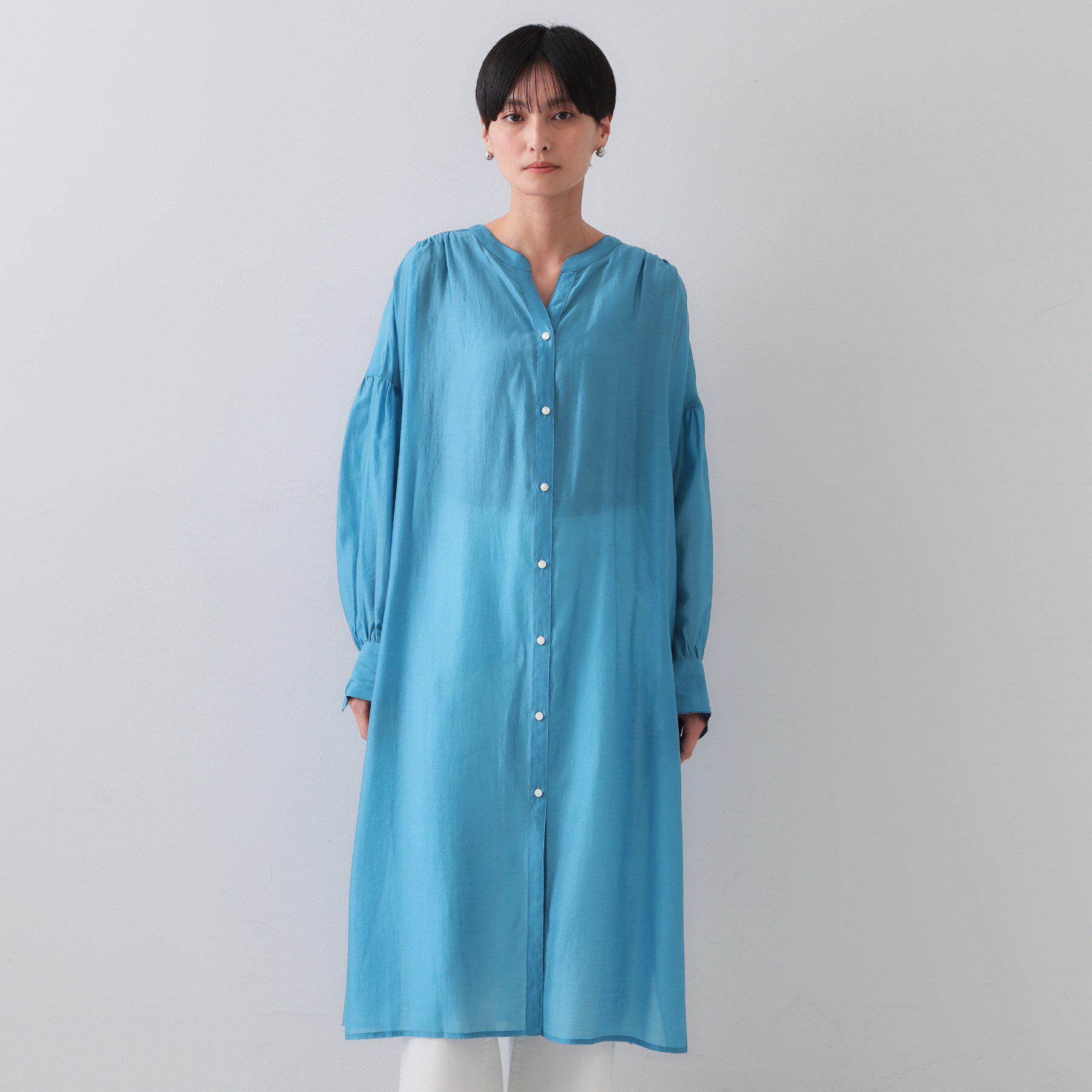 OPAQUE.CLIP「シアーシャツワンピース【洗濯機洗い可】」|ワンピース|