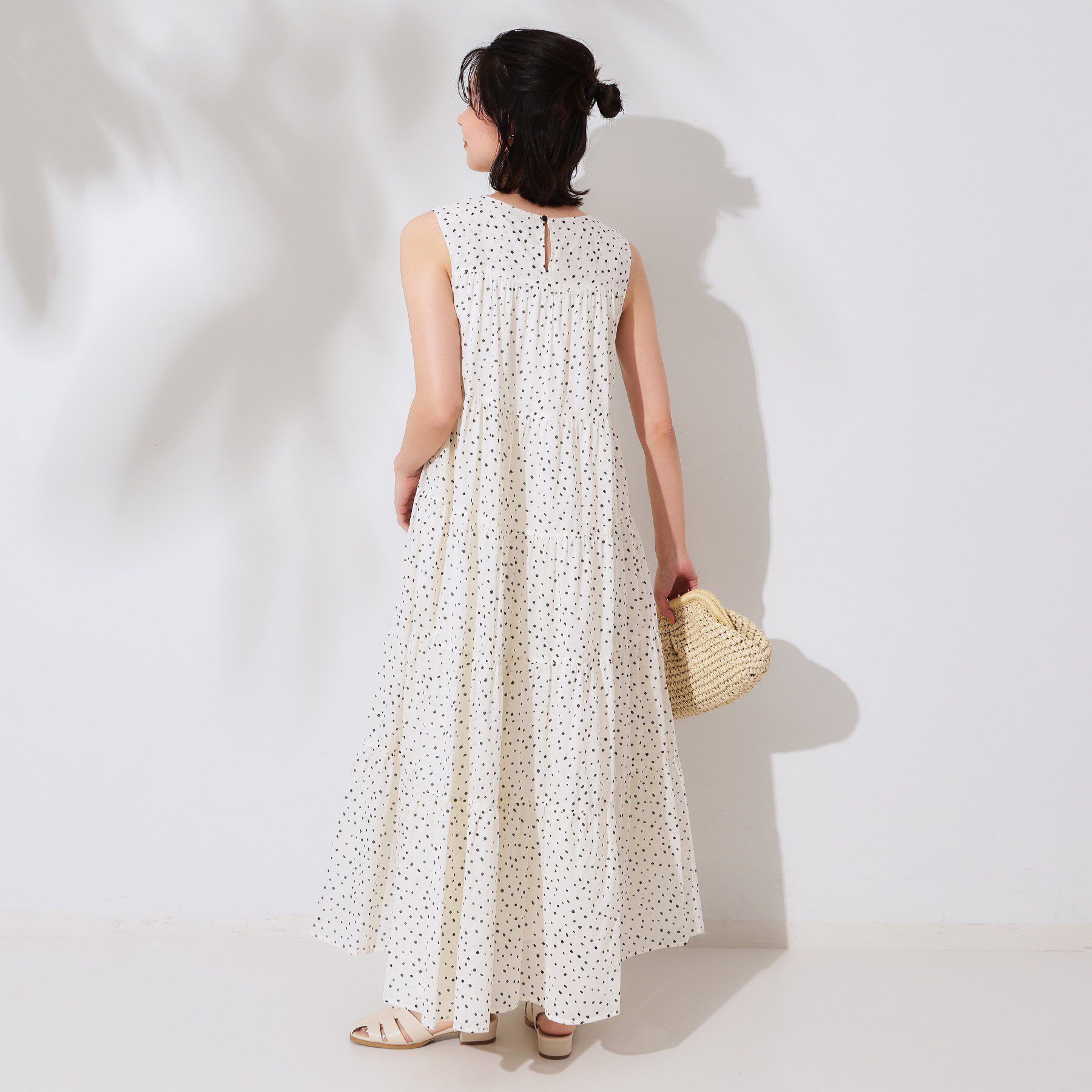 OPAQUE.CLIP「《Can Cam掲載》ティアードマキシドレス/オーガニックコットン混【洗濯機洗い可】」|ワンピース|