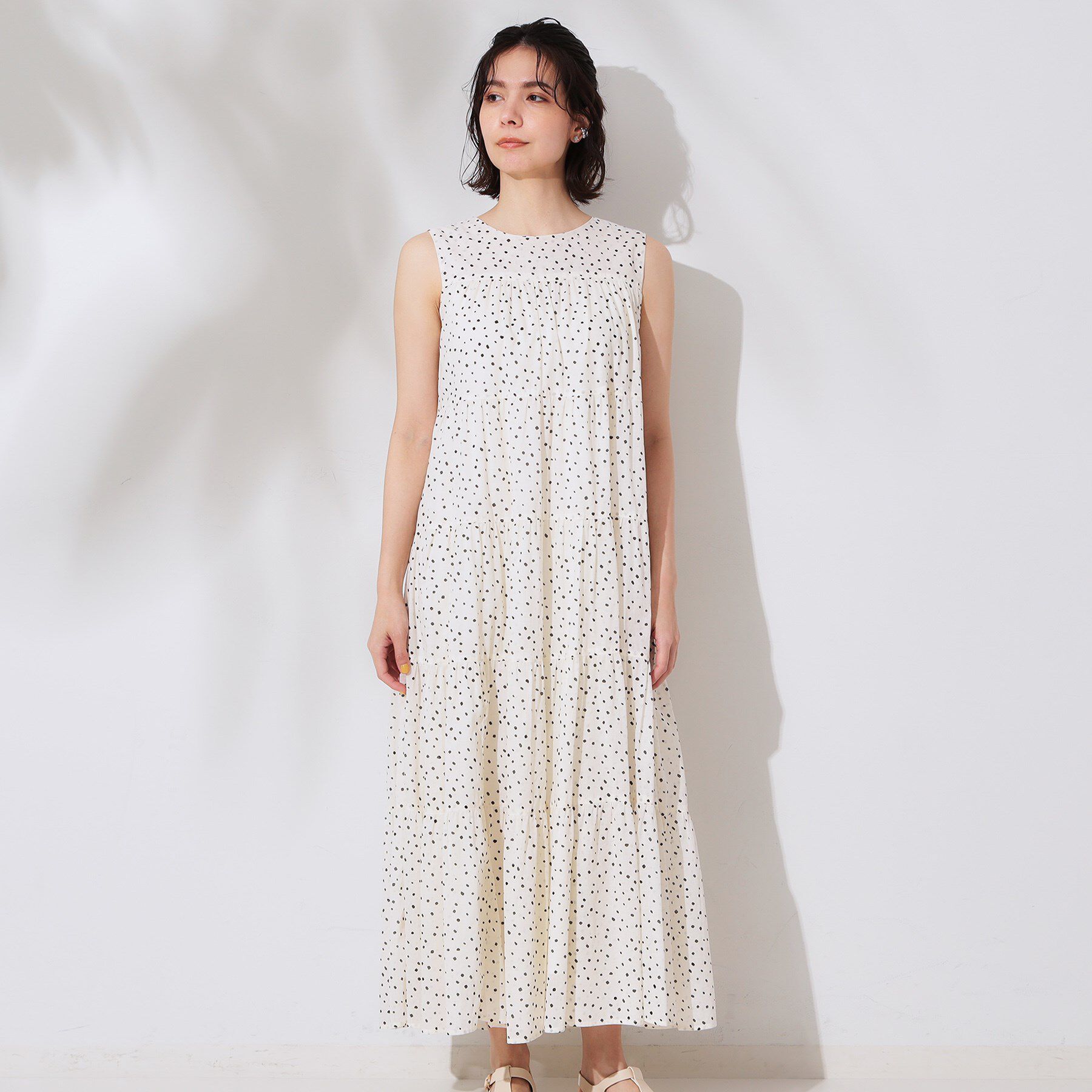 OPAQUE.CLIP「《Can Cam掲載》ティアードマキシドレス/オーガニックコットン混【洗濯機洗い可】」|ワンピース|