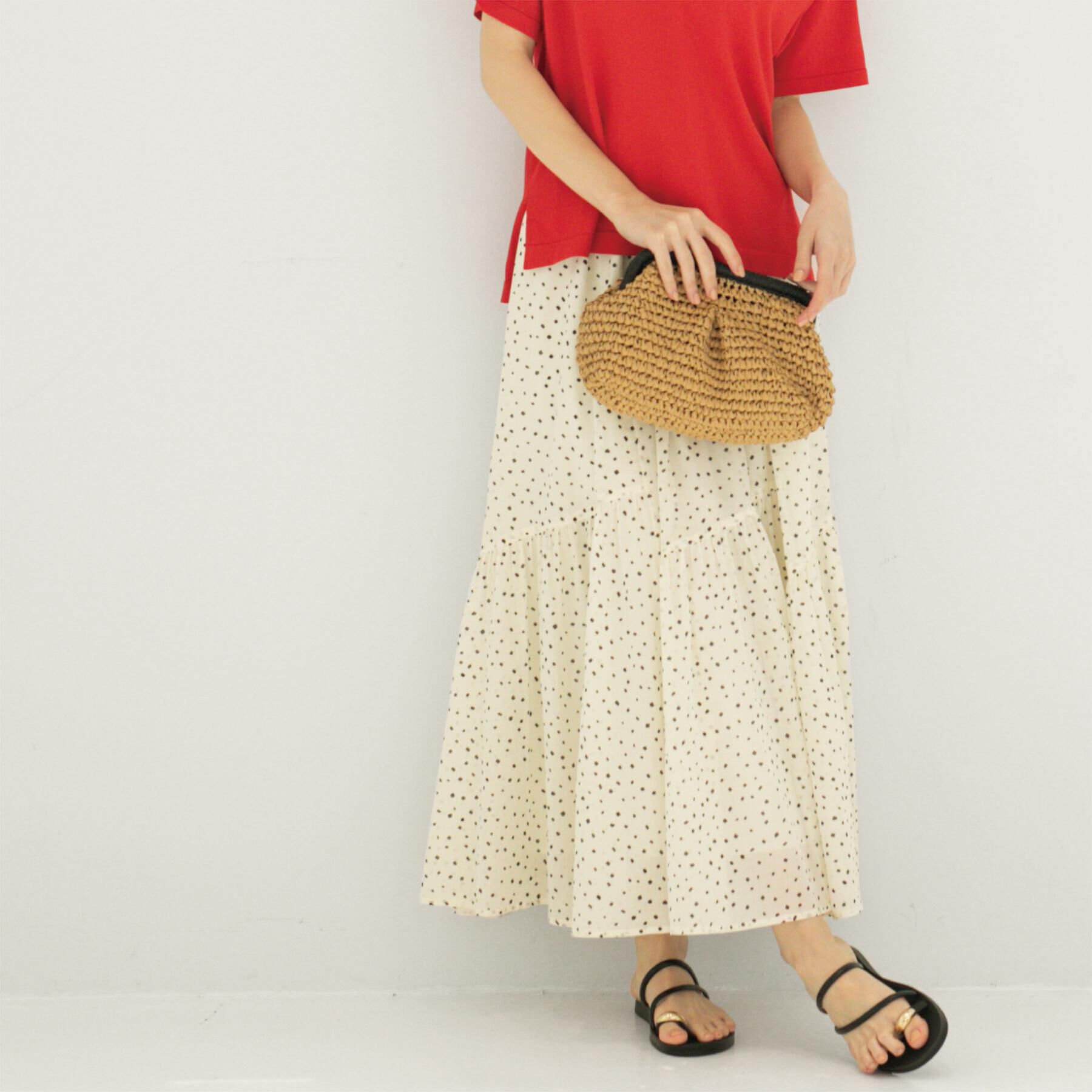 OPAQUE.CLIP「ギャザーフレアスカート/オーガニックコットン混【洗濯機洗い可】」|スカート|