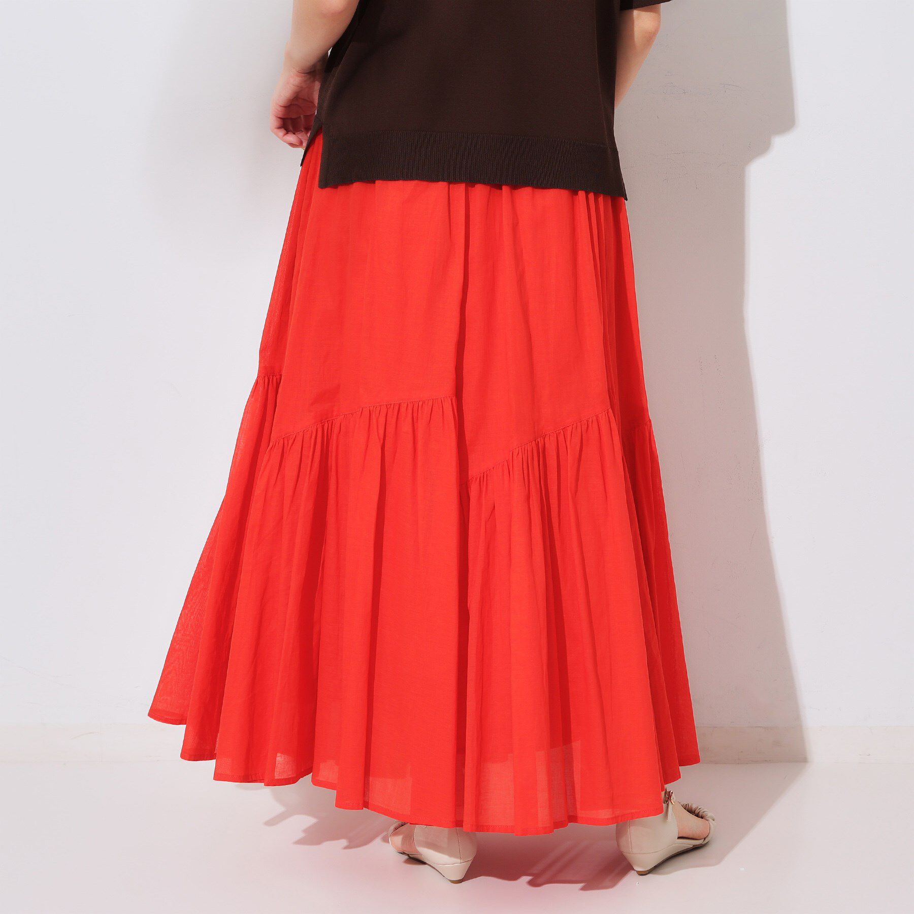 OPAQUE.CLIP「ギャザーフレアスカート/オーガニックコットン混【洗濯機洗い可】」|スカート|