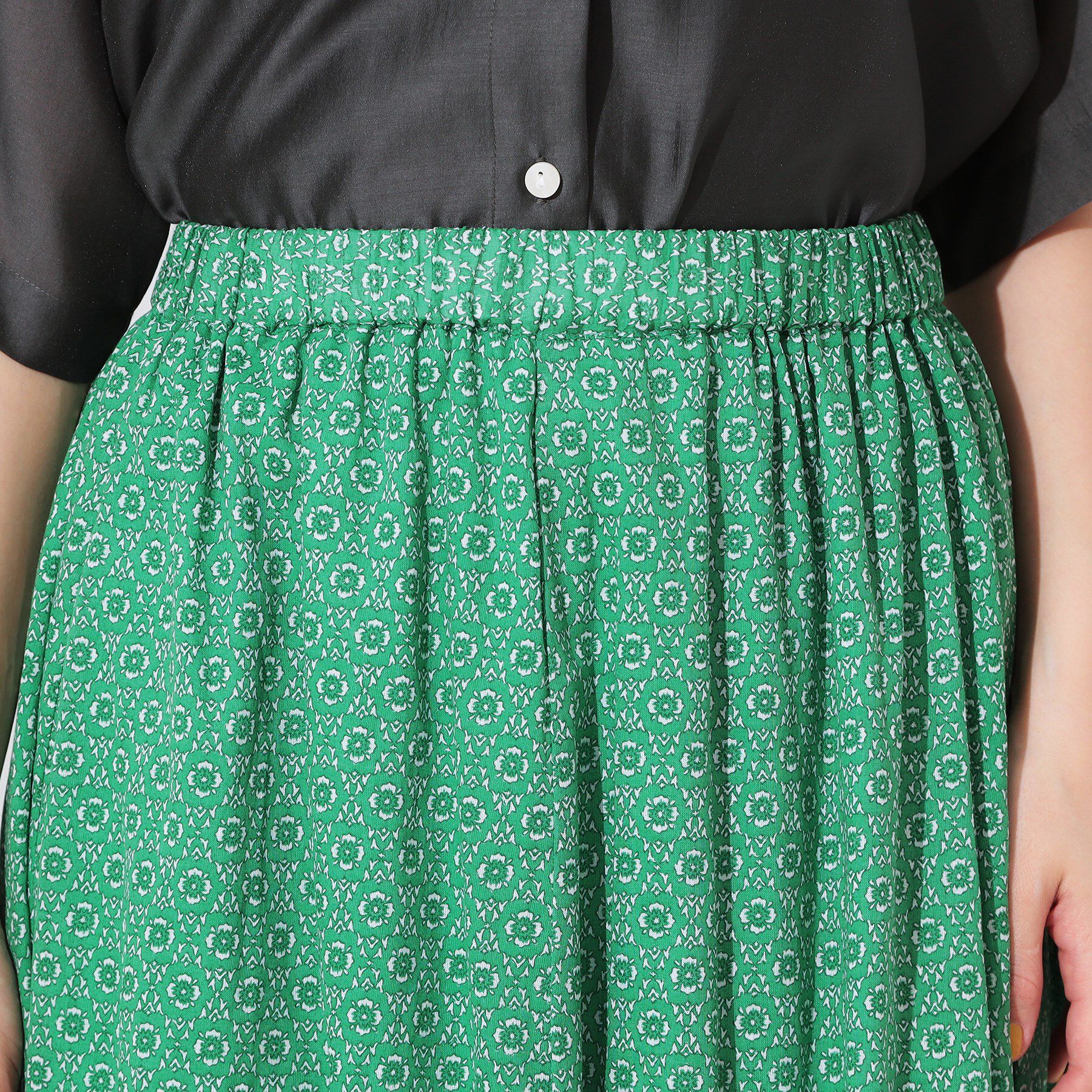 OPAQUE.CLIP「ギャザーフレアスカート/オーガニックコットン混【洗濯機洗い可】」|スカート|