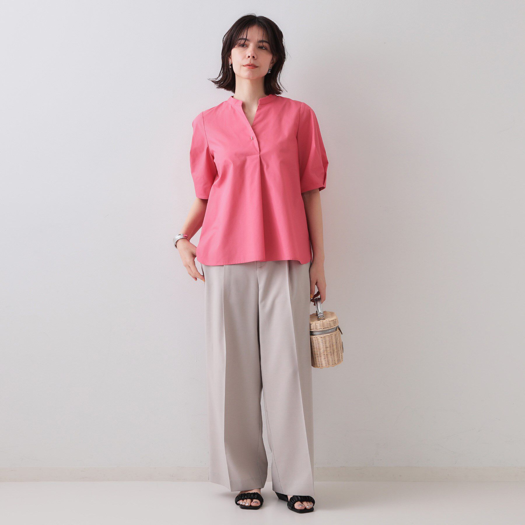 OPAQUE.CLIP「スキッパータックスリーブブラウス【洗濯機洗い可】」|シャツ・ブラウス|