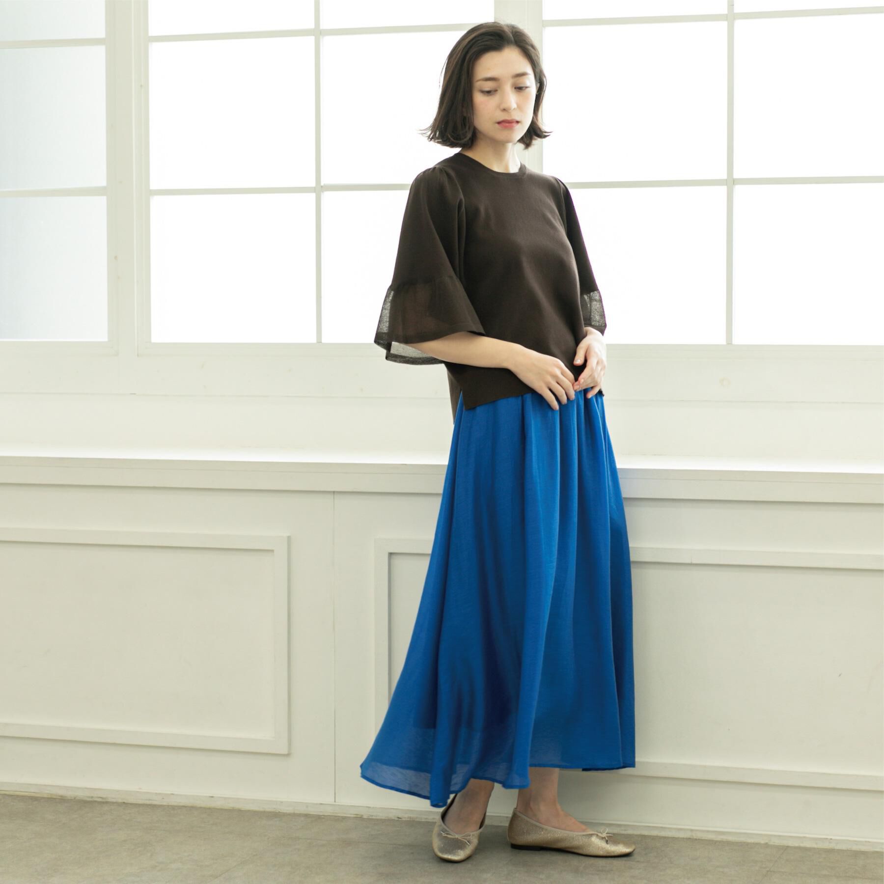 OPAQUE.CLIP「麻混シアーギャザーフレアスカート【洗濯機洗い可】」|スカート|