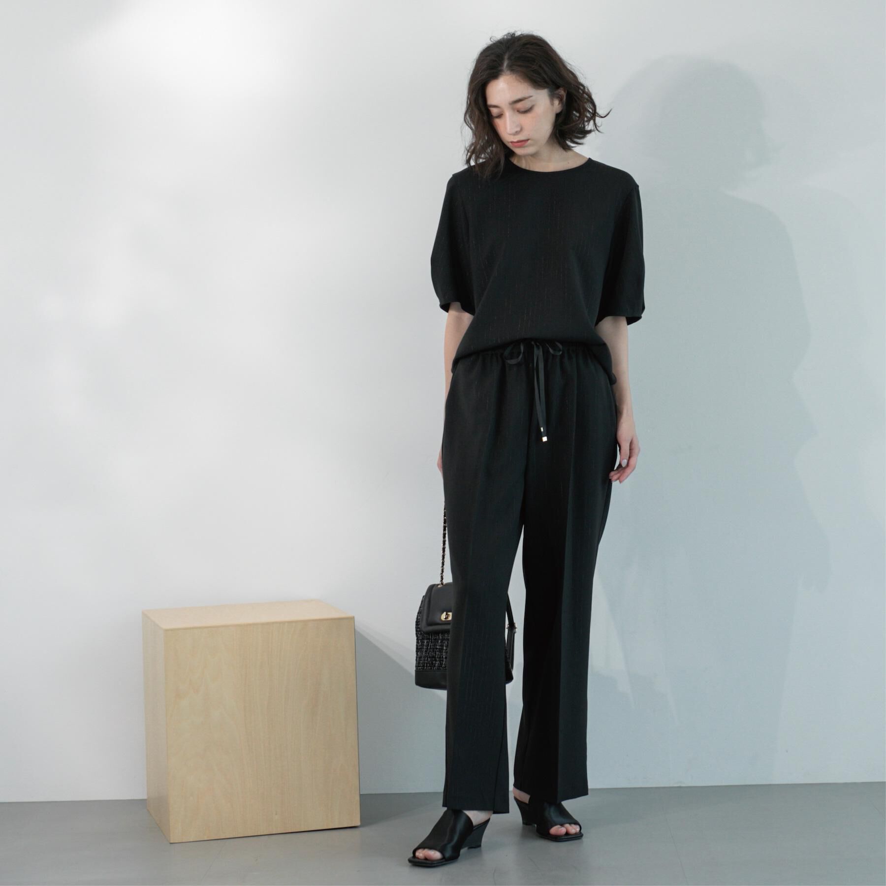 OPAQUE.CLIP「ラメストライプイージーワイドパンツ/セットアップ可【洗濯機洗い可/防シワ/吸水速乾】」|その他|