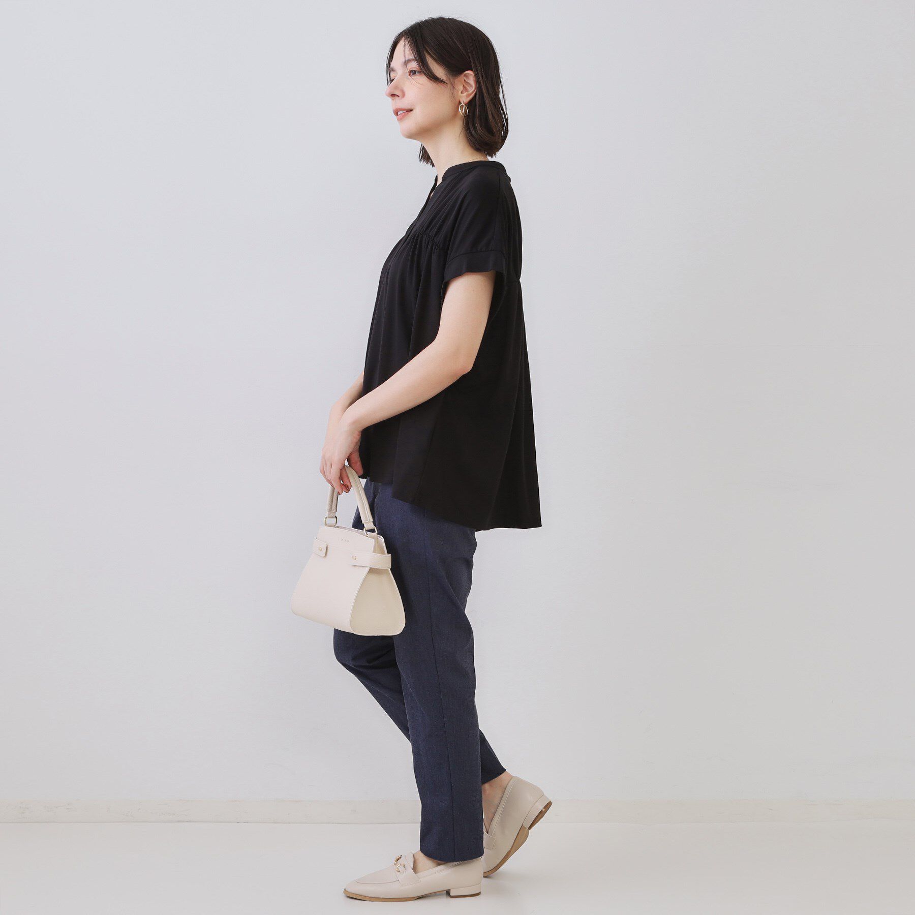 OPAQUE.CLIP「スキッパーフレアカットソー【接触冷感/洗濯機洗い可】」|Tシャツ・カットソー|