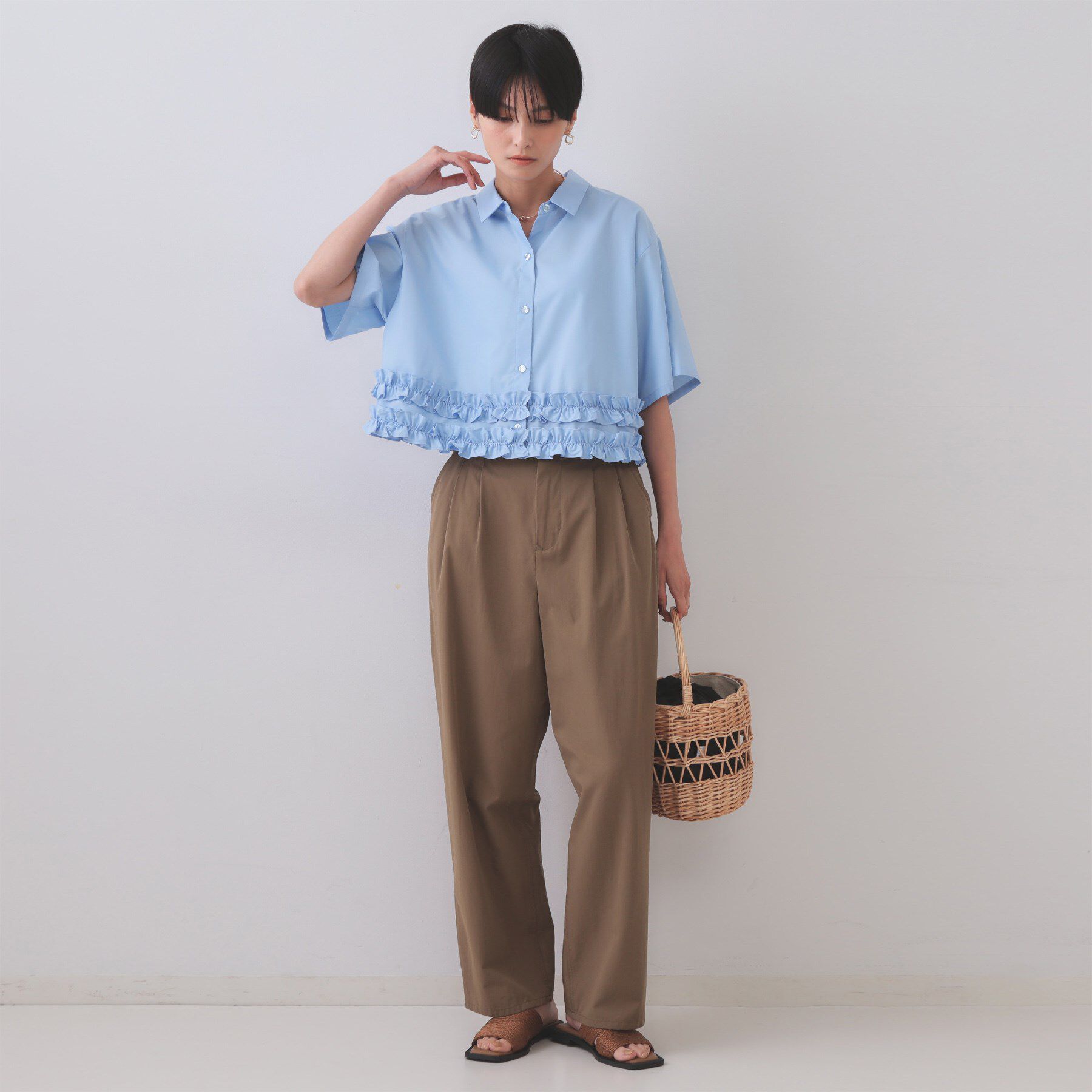 OPAQUE.CLIP「裾フリルシャツ【洗濯機洗い可】」|シャツ・ブラウス|