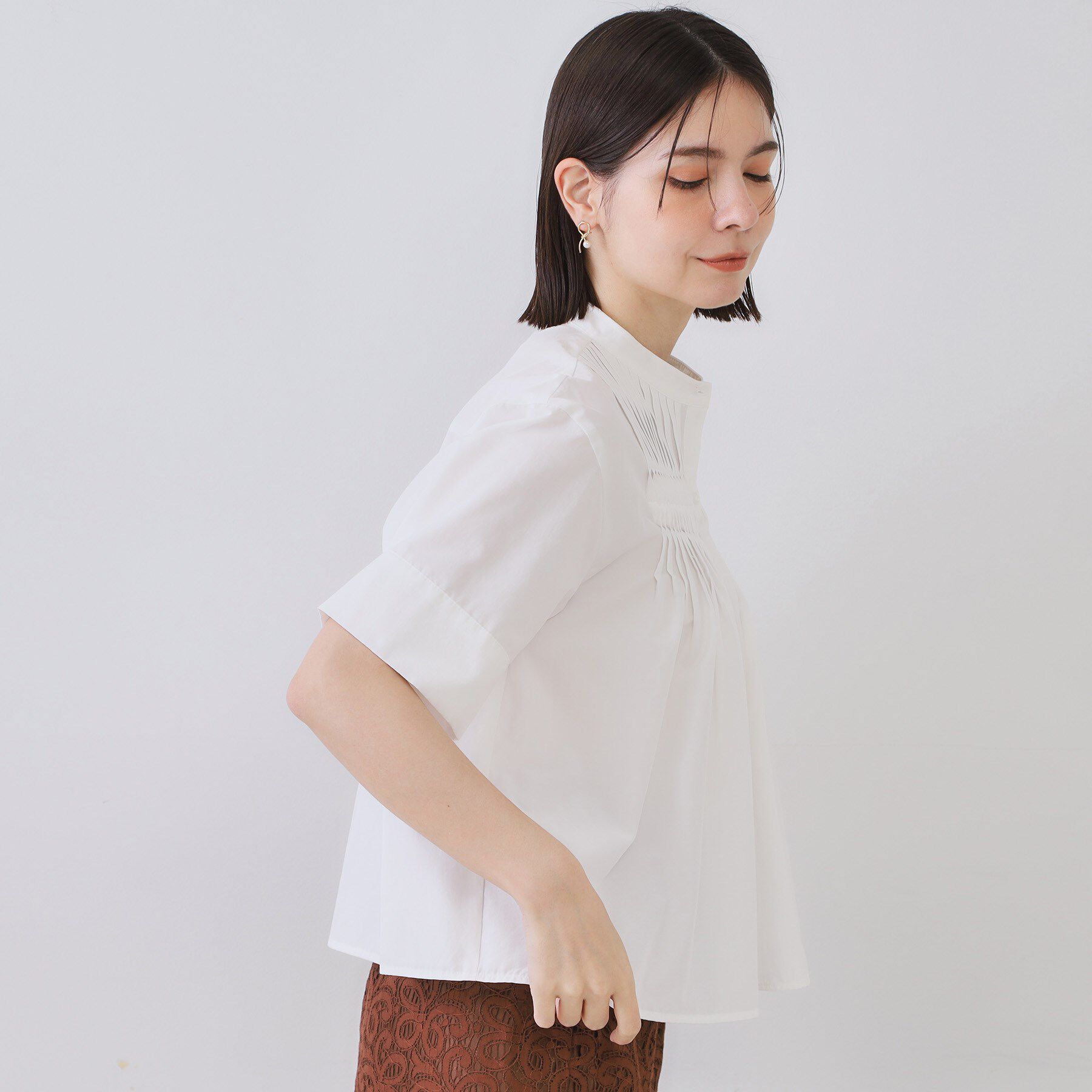 OPAQUE.CLIP「ピンタックフレアシャツ【洗濯機洗い可】」|シャツ・ブラウス|