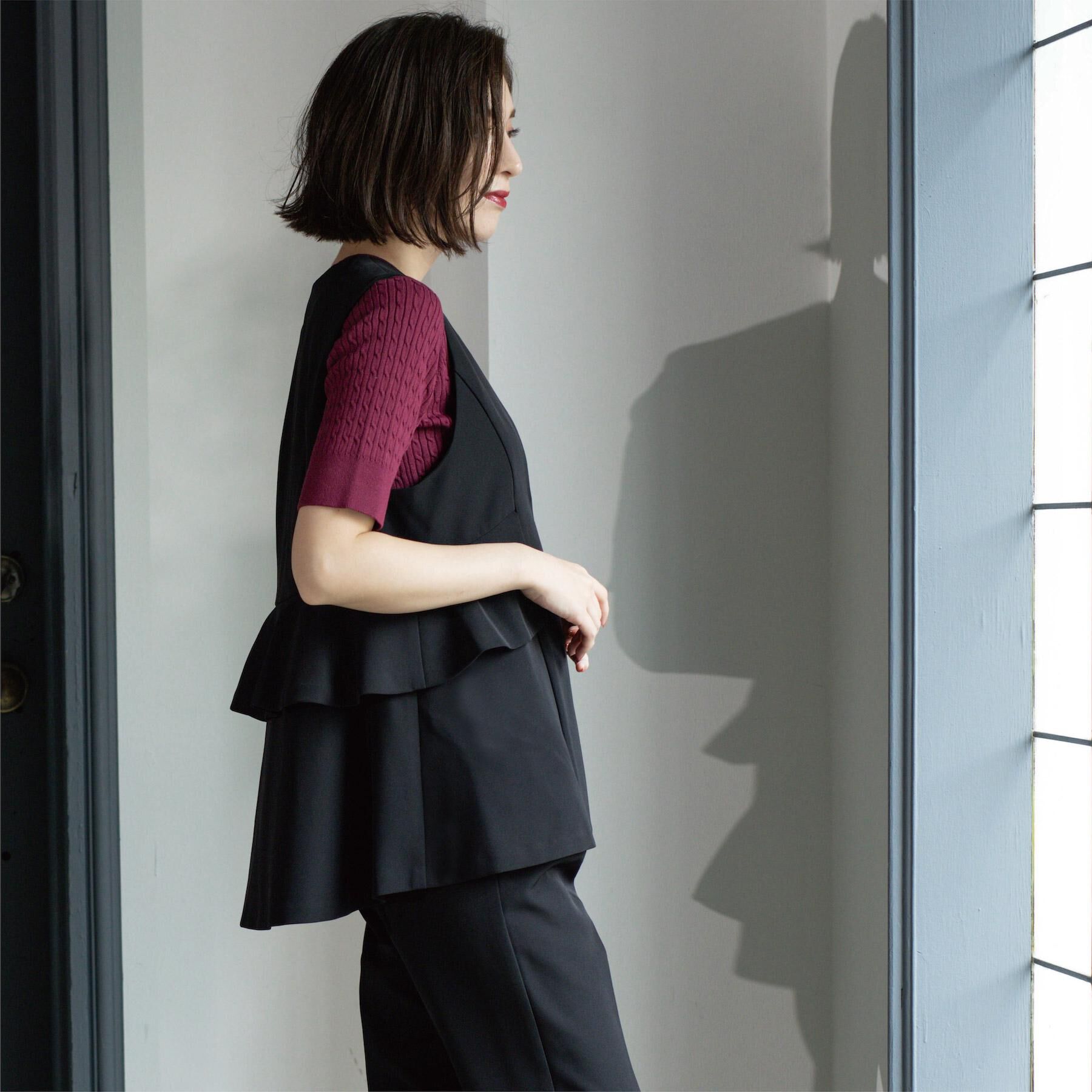 OPAQUE.CLIP「フリルペプラムジレ/セットアップ対応可【洗濯機洗い可】」|ベスト・ジレ|