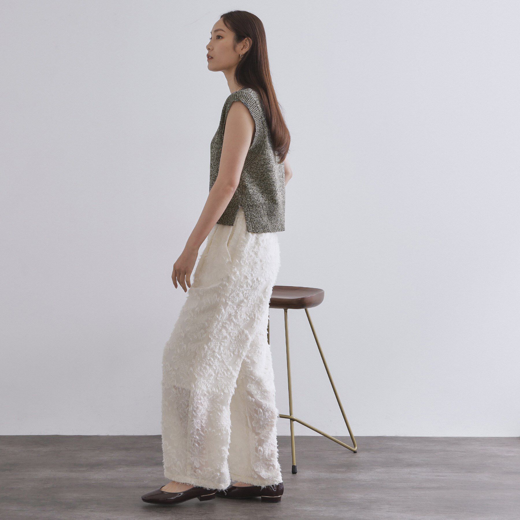 OPAQUE.CLIP「スパンコールラメVネックニット【洗える】」|ニット・セーター|