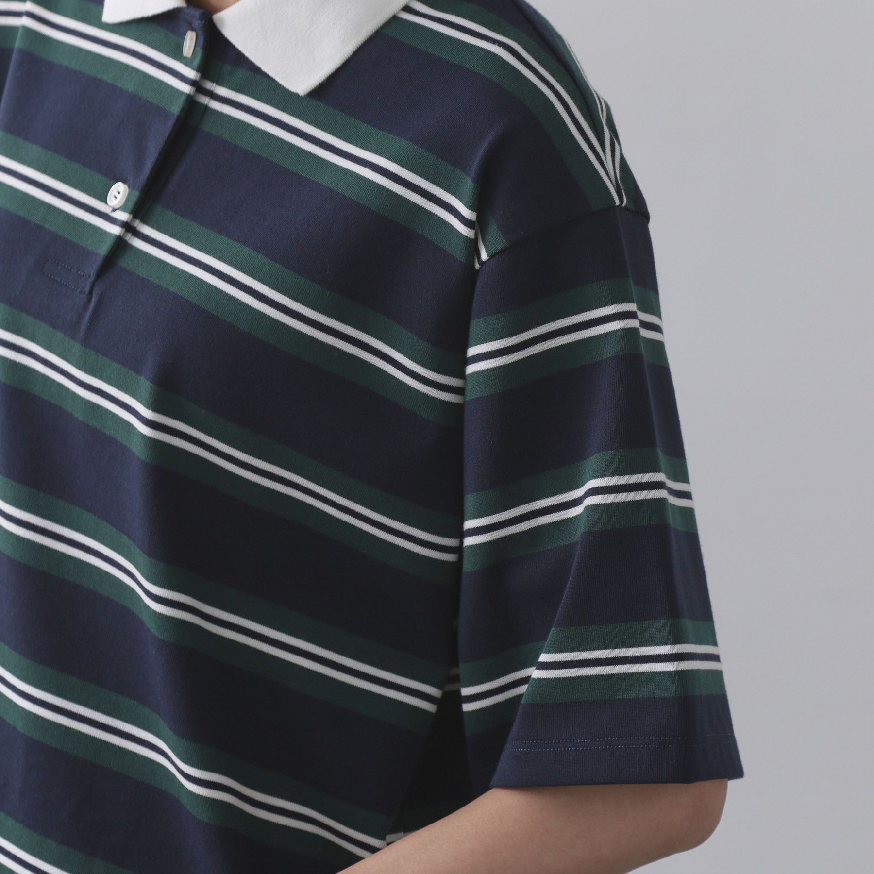 OPAQUE.CLIP「カラーボーダーポロカットソー【洗濯機洗い可】」|ポロシャツ|