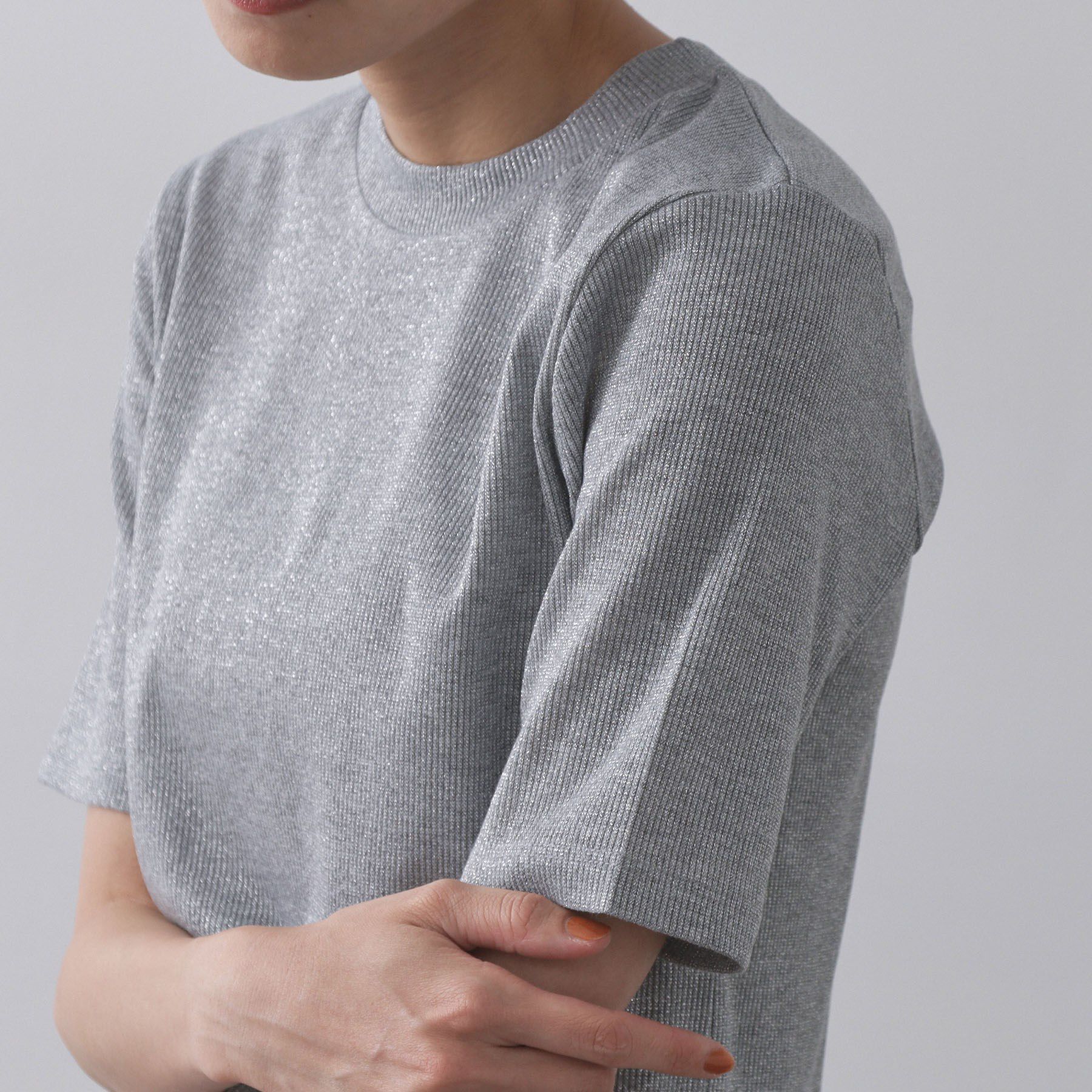 OPAQUE.CLIP「ラメリブカットソー【洗濯機洗い可】」|Tシャツ・カットソー|