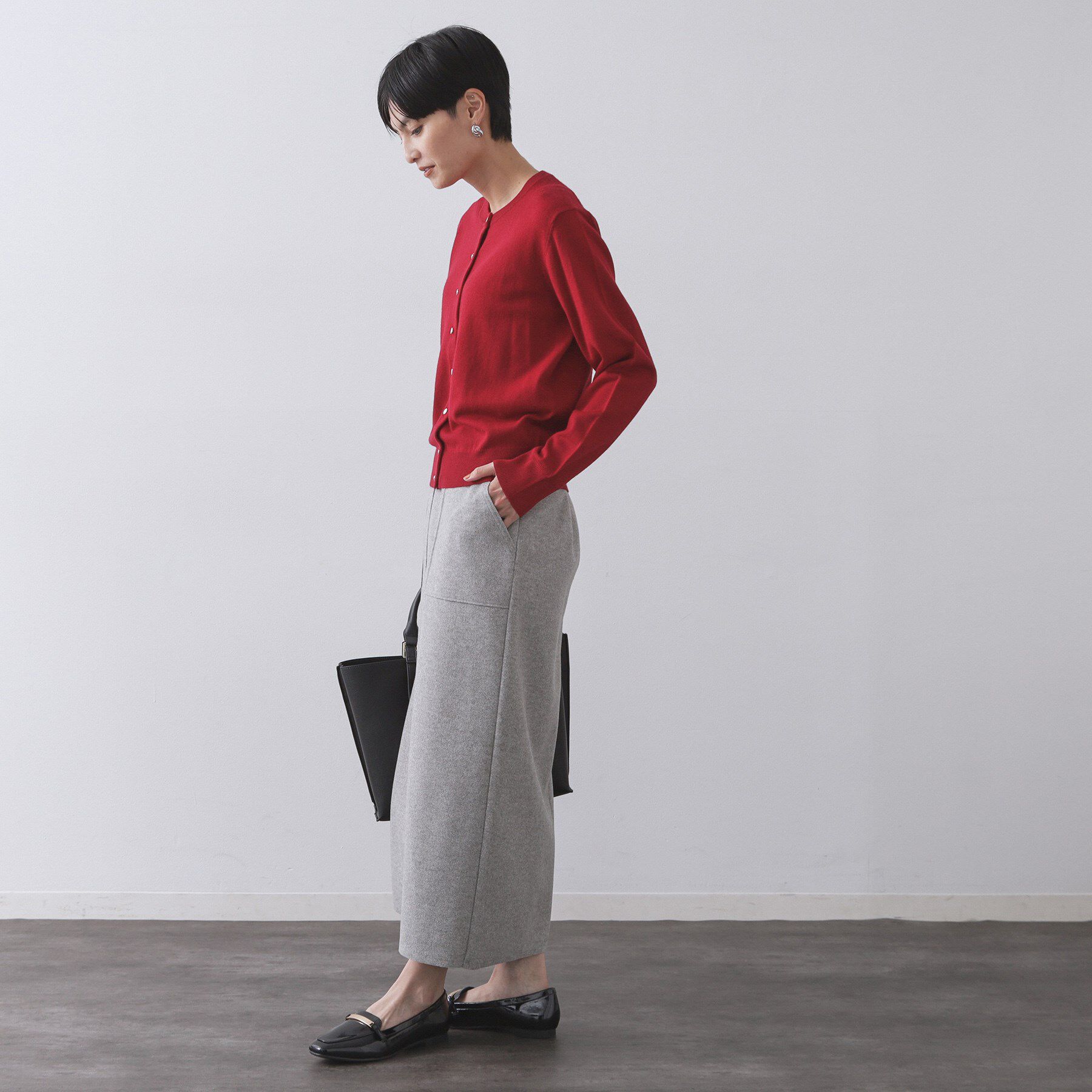 OPAQUE.CLIP「クルーニットカーディガン/エクストラファインメリノウール【THEシリーズ/洗濯機OK】」|カーディガン|