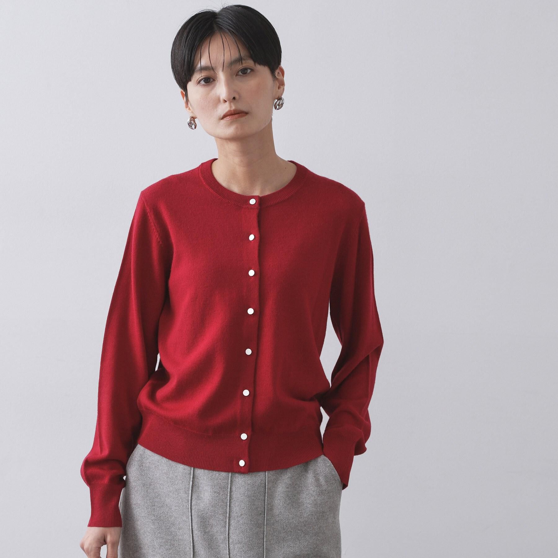 OPAQUE.CLIP「クルーニットカーディガン/エクストラファインメリノウール【THEシリーズ/洗濯機OK】」|カーディガン|